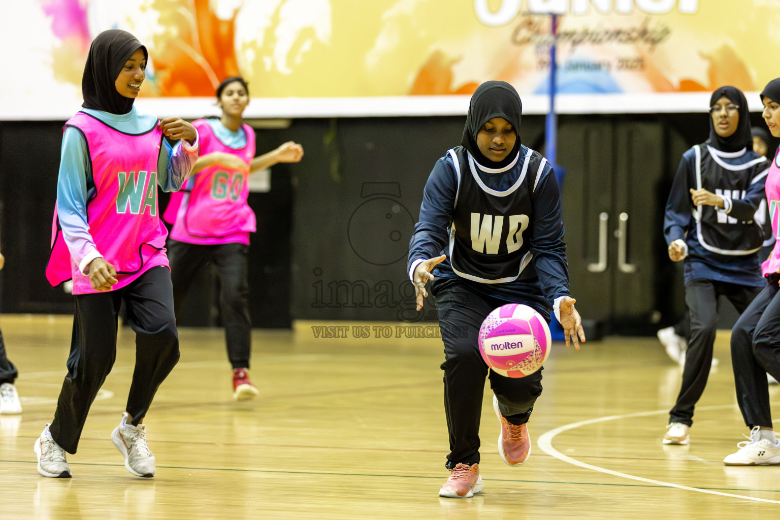 AIS Netball Academy vs MV Netters Academy in Day 6 of 3rd Netball Junior Championship, held at Social Center on Friday 24th January 2025 . Photos: Shuu Abdul Sattar / images.mv