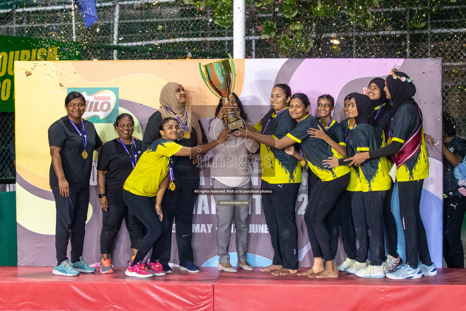 Final of 20th Milo National Netball Tournament 2023, held in Synthetic Netball Court, Male', Maldives on 11th June 2023 Photos: Nausham Waheed/ Images.mv