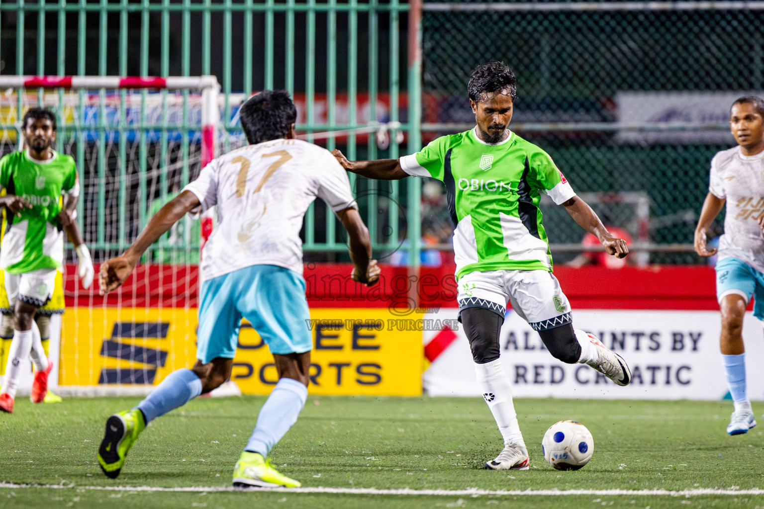 HDh Naivaadhoo vs HDh Makunudhoo in Atoll Round Semi-Final on Day 23 of Golden Futsal Challenge 2025 was held on Monday , 27th January 2025, in Hulhumale', Maldives. Photos: Nausham Waheed / images.mv