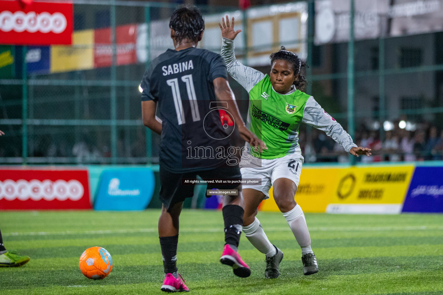 Club WAMCO vs DSC in the Semi Finals of 18/30 Women's Futsal Fiesta 2021 held in Hulhumale, Maldives on 14th December 2021. Photos: Ismail Thoriq / images.mv