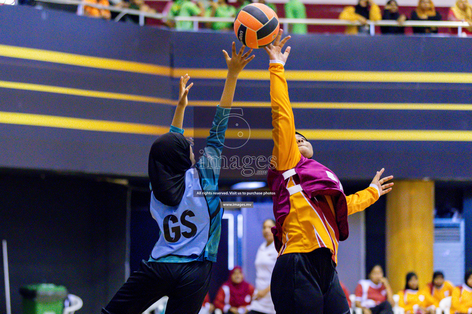 Day 9 of 24th Interschool Netball Tournament 2023 was held in Social Center, Male', Maldives on 4th November 2023. Photos: Hassan Simah / images.mv