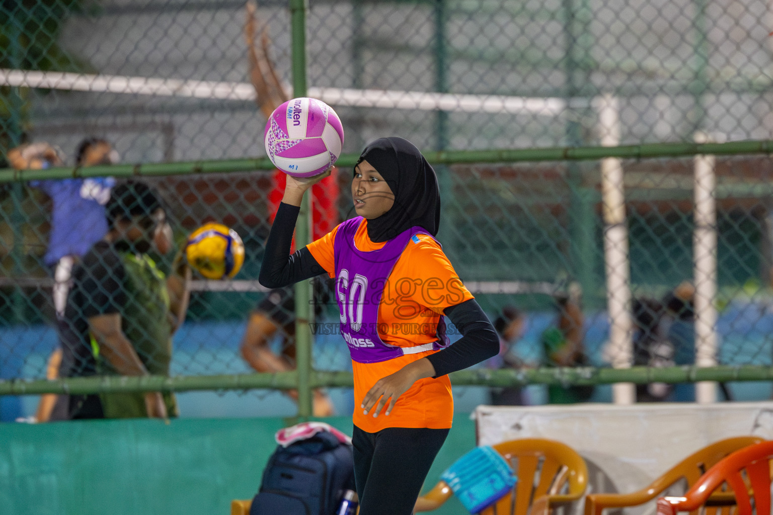 Invicto Sports Club vs N Sports Academy in Division 2 of National Netball Tournament 2025 held in Ekuveni Netball Court at Male', Maldives on Wednesday, 21st May 2025. Photos: Mohamed Mahfooz Moosa / images.mv
