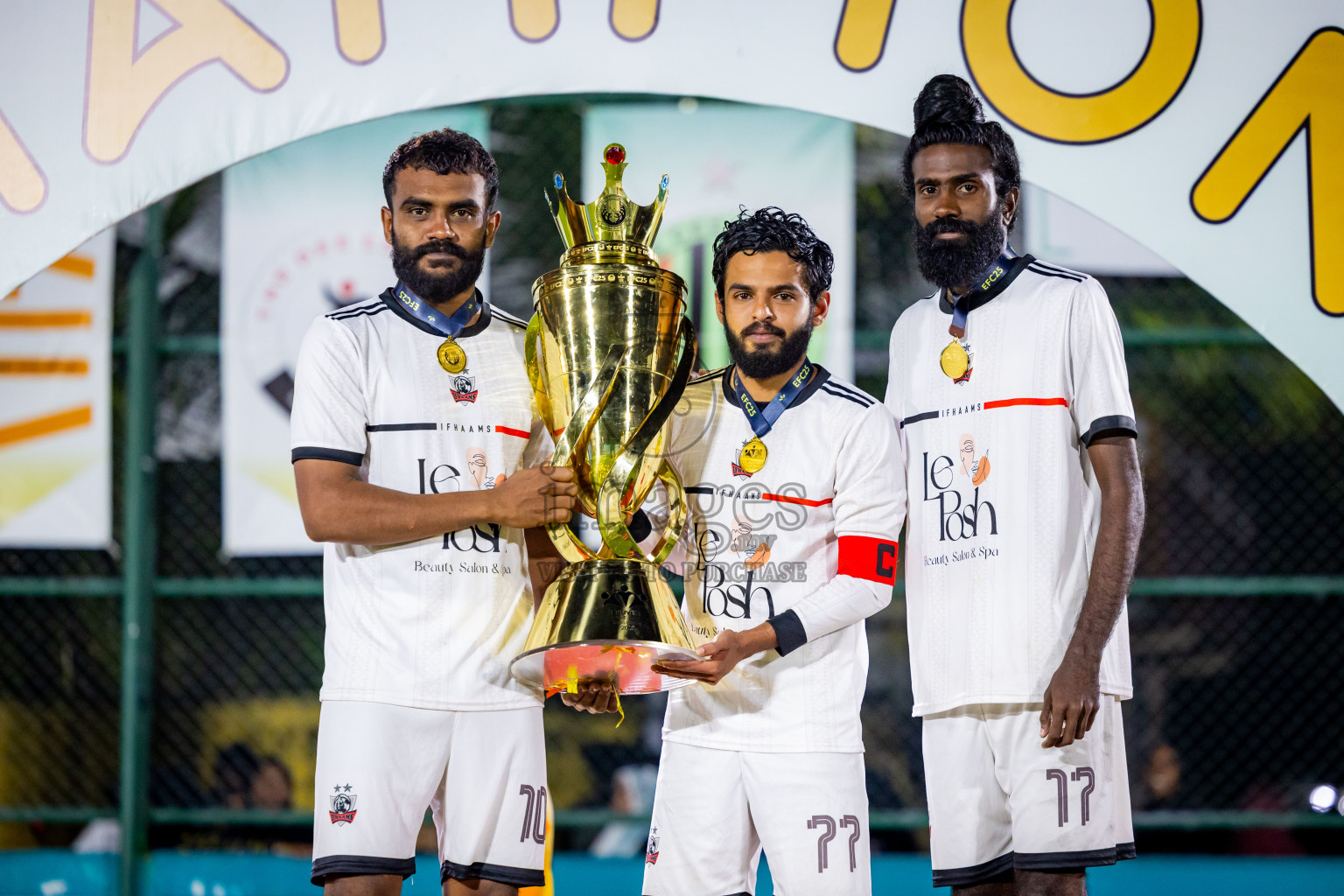 Ifhaams vs Dee Cee Jay SC in Final of Laamehi Dhiggaru Ekuveri Futsal Challenge 2025 was held on Tuesday, 29th July 2025, at Dhiggaru Futsal Ground, Dhiggaru, Maldives Photos: Nausham Waheed  / images.mv