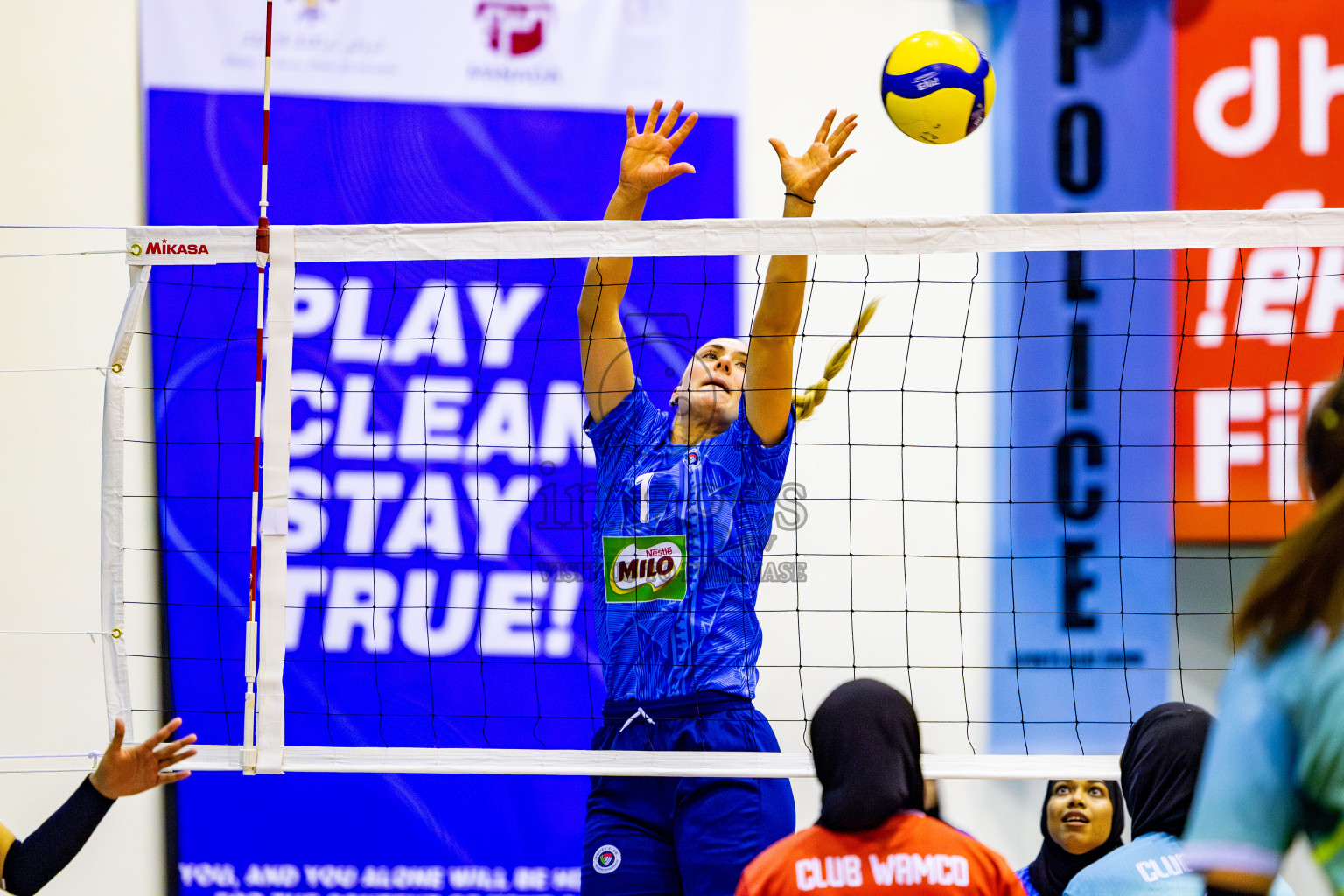 Police Club vs Club Wamco in the Final of Women's Division of National Volleyball Championship 2025 held in Male', Maldives on Sunday, 4th May 2025 at Social Center Indoor Hall Photos By: Nausham Waheed / images.mv