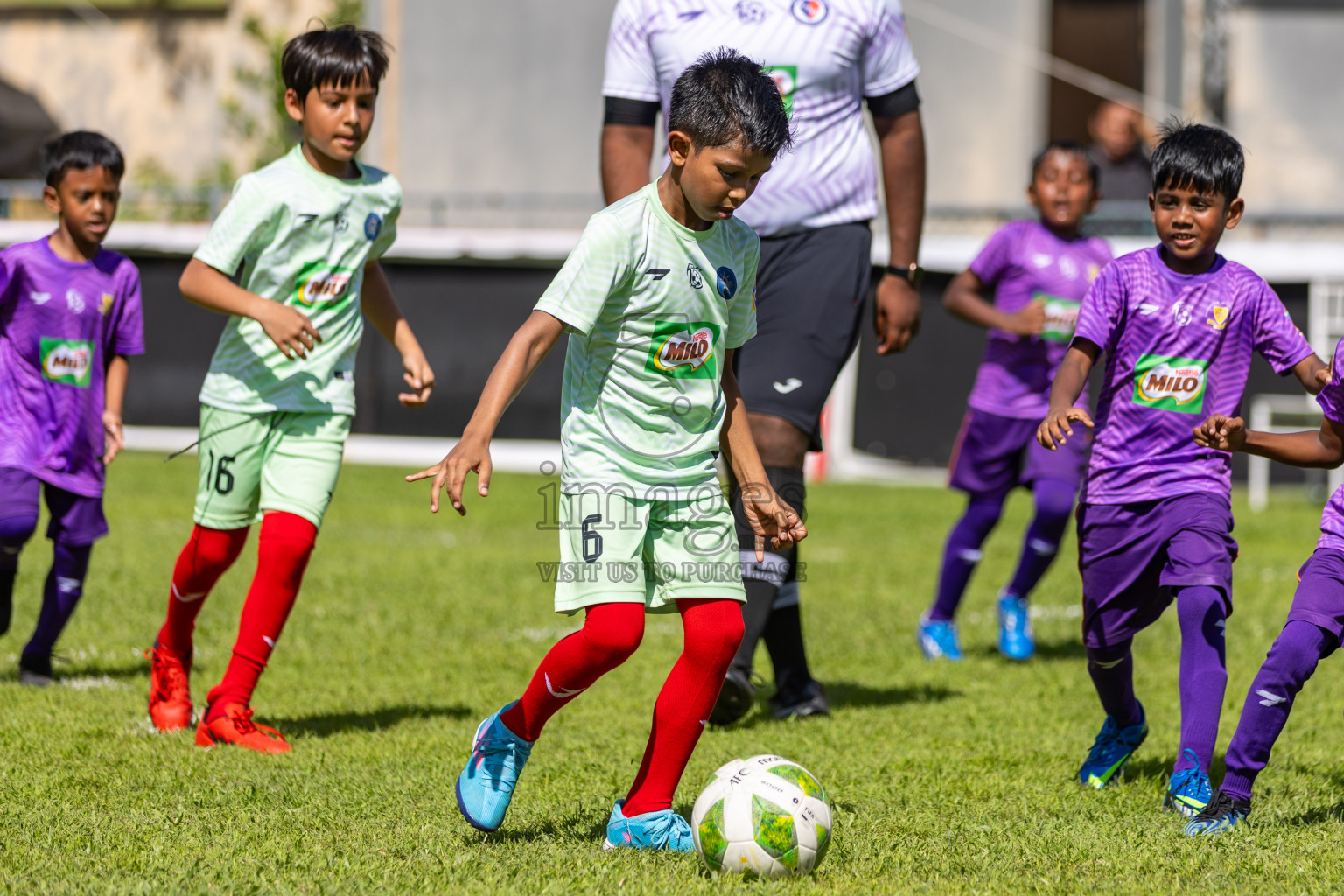 Day 1 of MILO Kids Football Fiesta was held at National Stadium in Male', Maldives on Friday, 23rd February 2024. Photos: Hassan Simah / images.mv