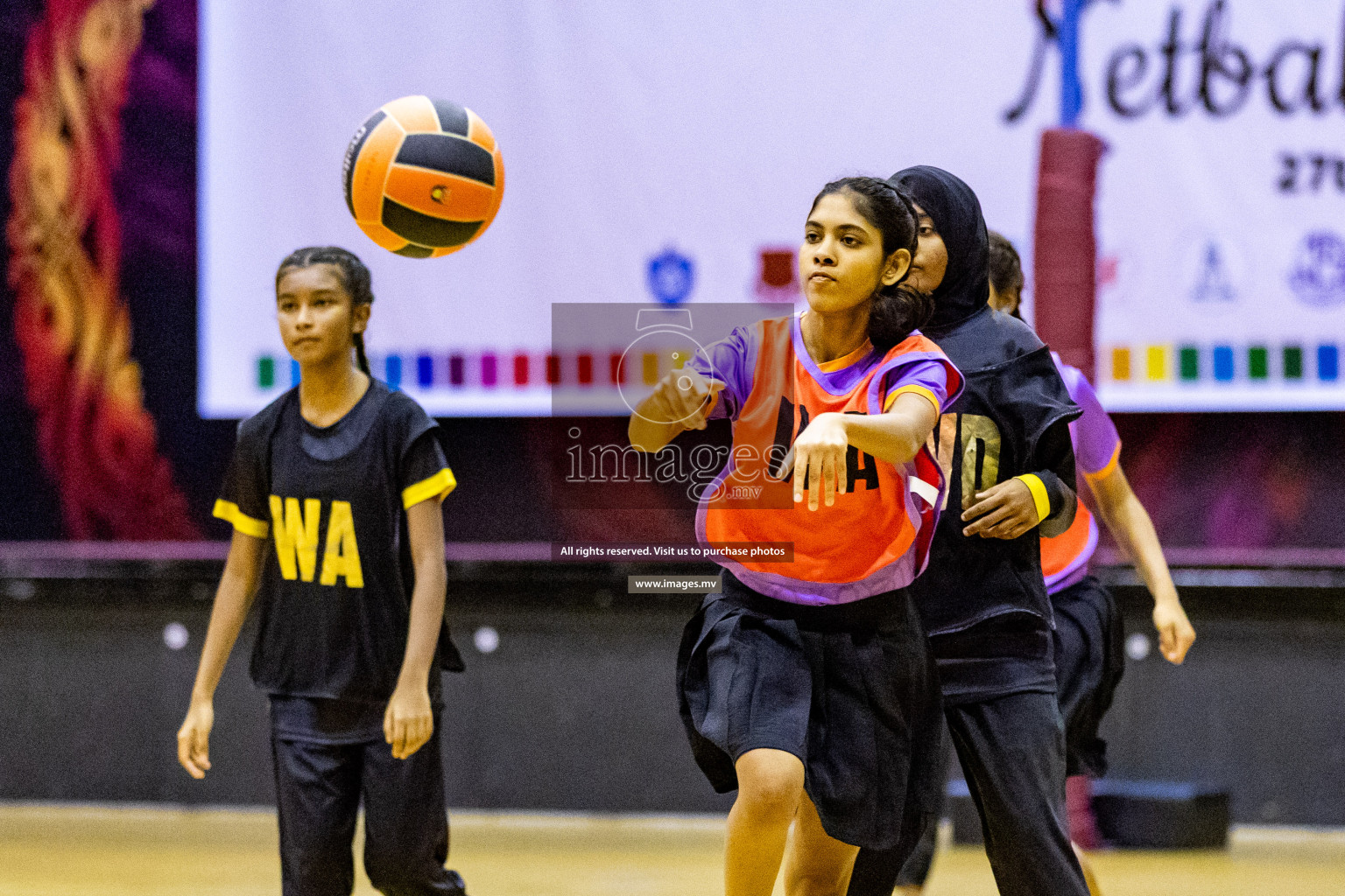 Day 9 of 24th Interschool Netball Tournament 2023 was held in Social Center, Male', Maldives on 4th November 2023. Photos: Hassan Simah / images.mv