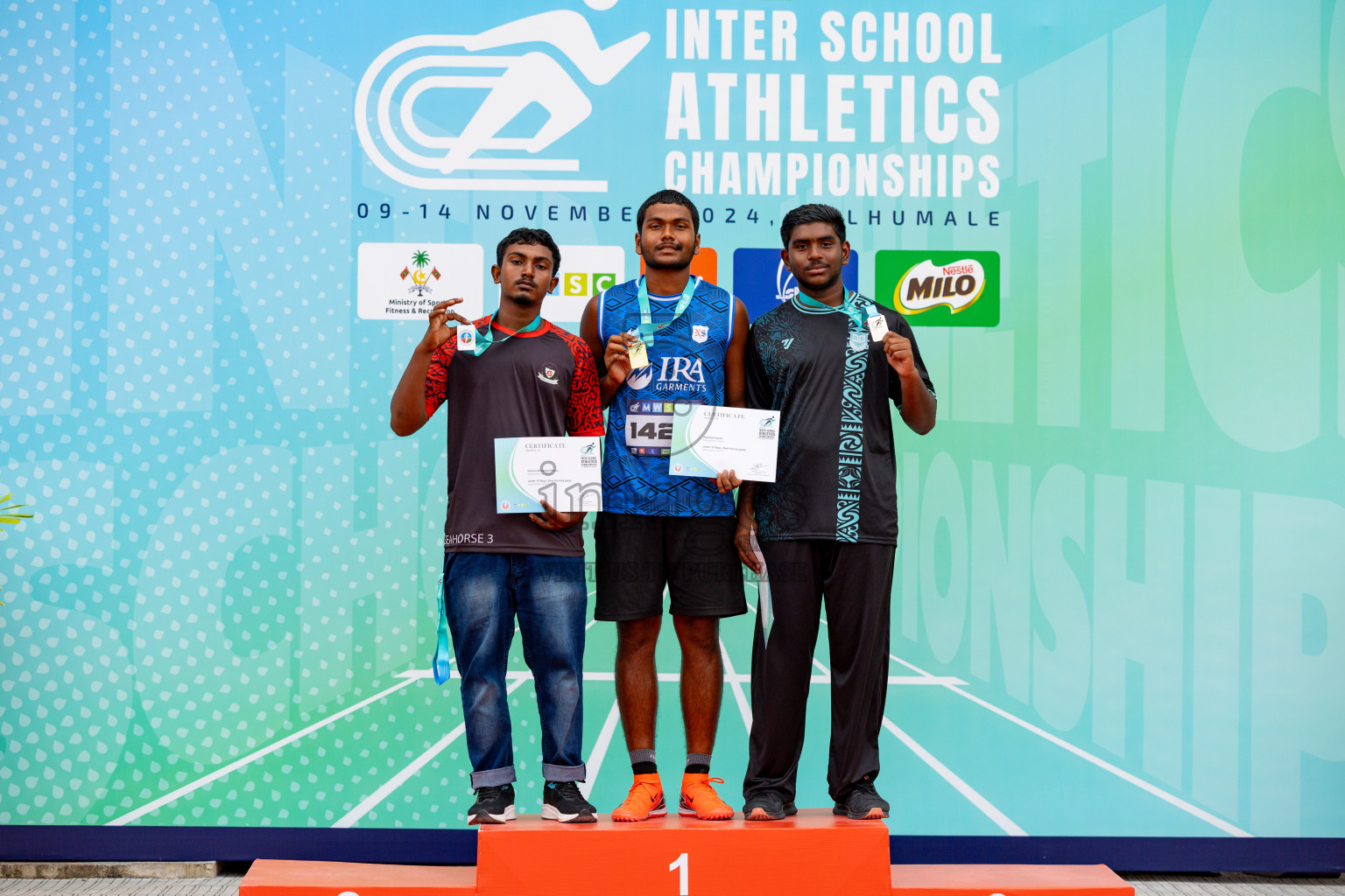 Day 2 of MWSC Interschool Athletics Championships 2024 held in Hulhumale Running Track, Hulhumale, Maldives on Sunday, 10th November 2024. 
Photos by: Hassan Simah / Images.mv