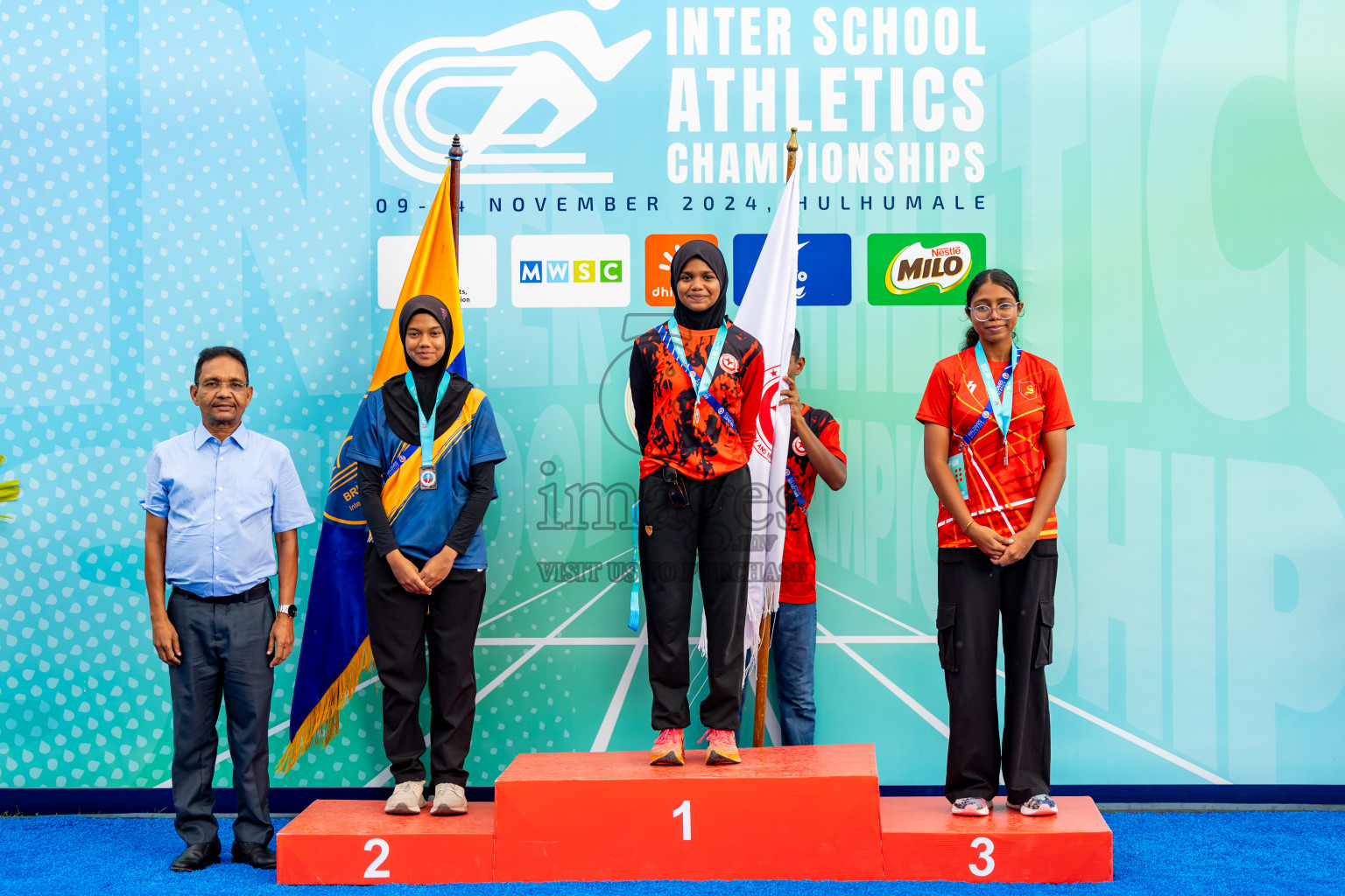 Day 6 of MWSC Interschool Athletics Championships 2024 held in Hulhumale Running Track, Hulhumale, Maldives on Thursday, 14th November 2024. Photos by: Nausham Waheed / Images.mv