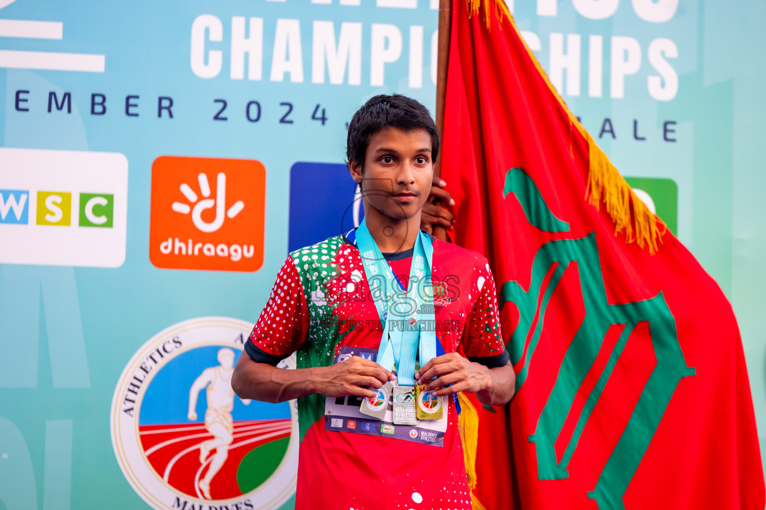 Day 6 of MWSC Interschool Athletics Championships 2024 held in Hulhumale Running Track, Hulhumale, Maldives on Thursday, 14th November 2024. Photos by: Nausham Waheed / Images.mv