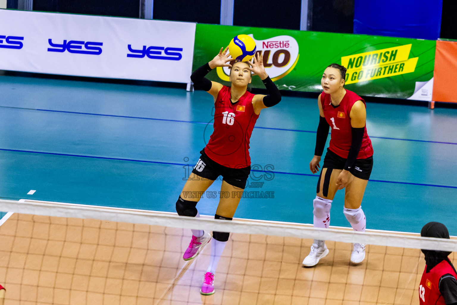 Kyrgyzstan vs Nepal in Semi Final of CAVA U20 Woman's Volleyball Championship 2024 was held in Social Center, Male', Maldives on 22nd July 2024. Photos: Nausham Waheed / images.mv