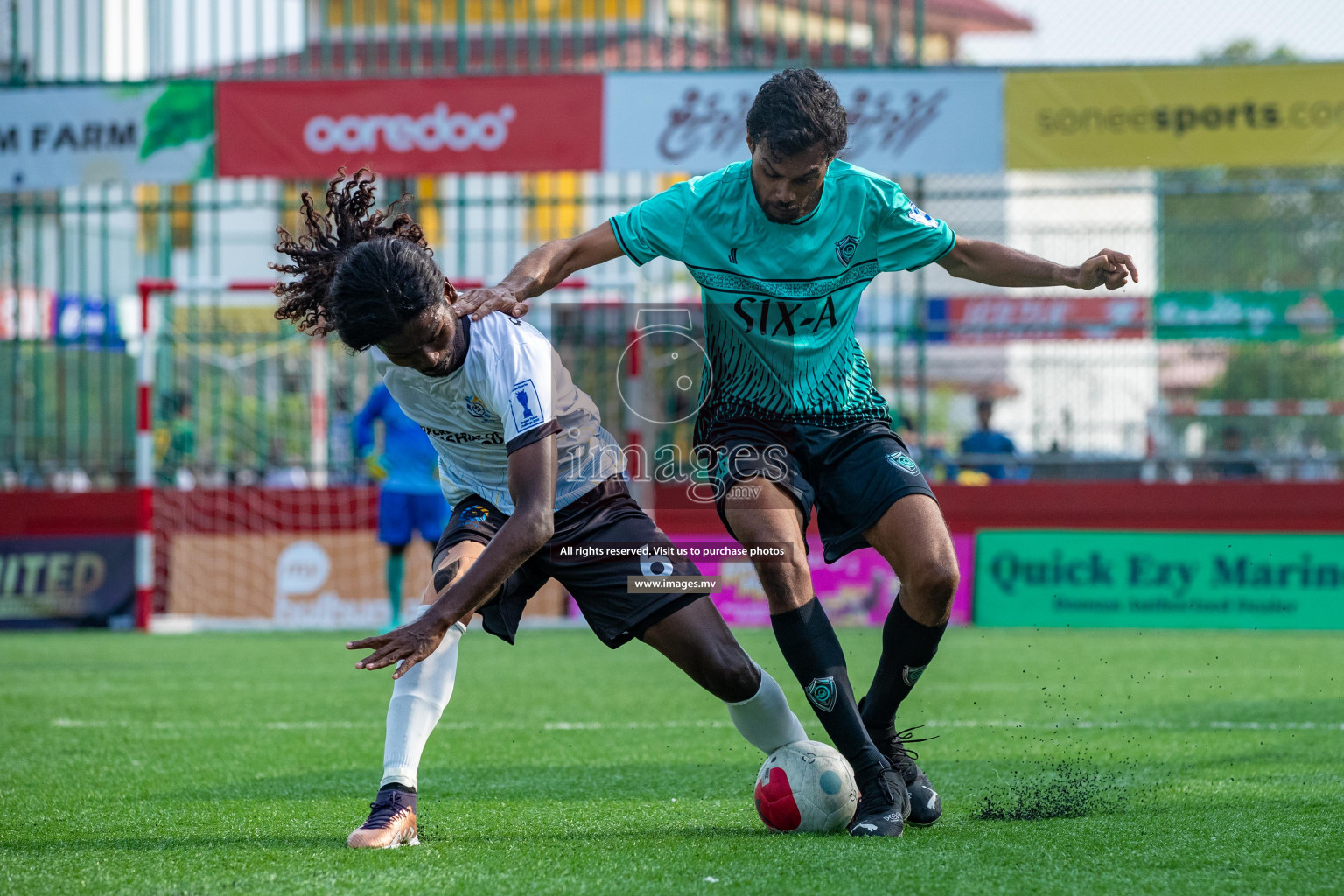 K. Dhiffushi vs K. Thulusdhoo in Day 6 of Golden Futsal Challenge 2023 on 10 February 2023 in Hulhumale, Male, Maldives