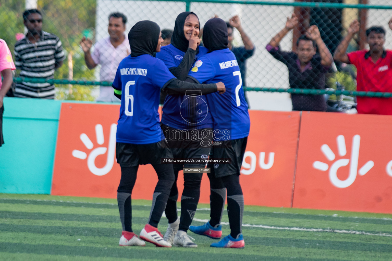 Maldives Ports Limited vs Dhivehi Sifainge Club in the semi finals of 18/30 Women's Futsal Fiesta 2019 on 27th April 2019, held in Hulhumale Photos: Hassan Simah / images.mv