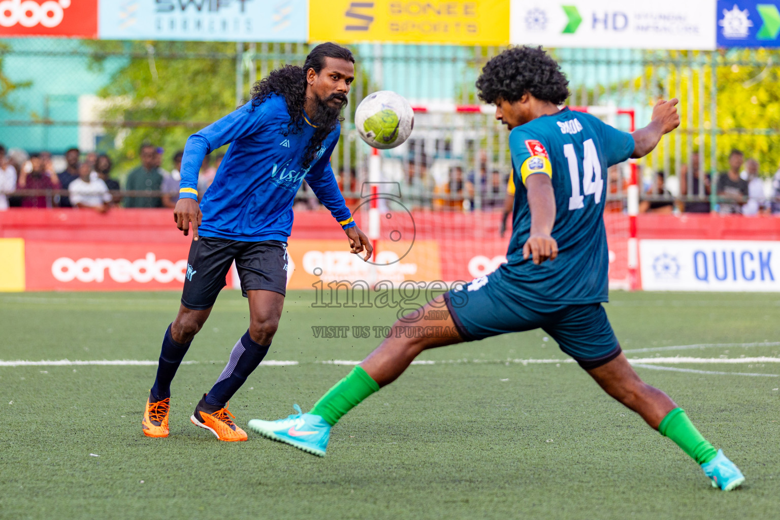 K. Maafushi vs K. Guraidhoo in Day 19 of Golden Futsal Challenge 2024 was held on Friday, 2nd February 2024 in Hulhumale', Maldives 
Photos: Hassan Simah / images.mv