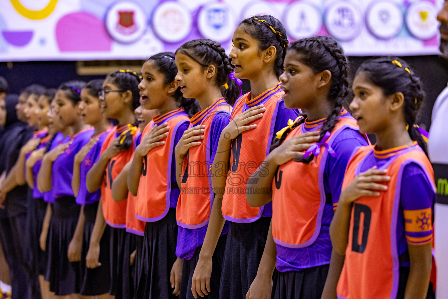 Iskandhar School vs Ghiyasuddin International School in the U15 Finals of Inter-school Netball Tournament held in Social Center at Male', Maldives on Monday, 26th August 2024. Photos: Hassan Simah / images.mv