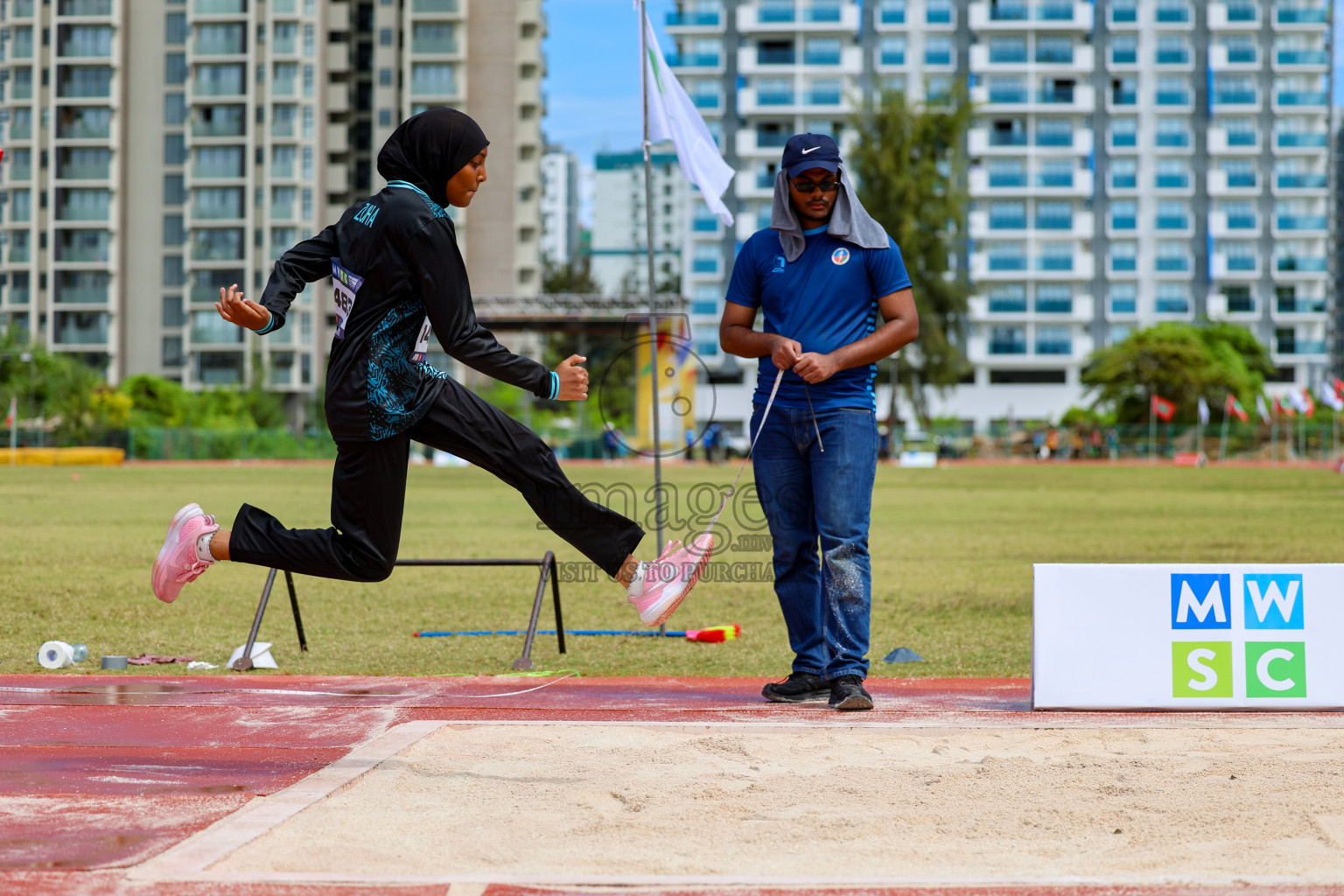 Day 1 of MWSC Interschool Athletics Championships 2024 held in Hulhumale Running Track, Hulhumale, Maldives on Saturday, 9th November 2024. 
Photos by: Ismail Thoriq, Hassan Simah / Images.mv