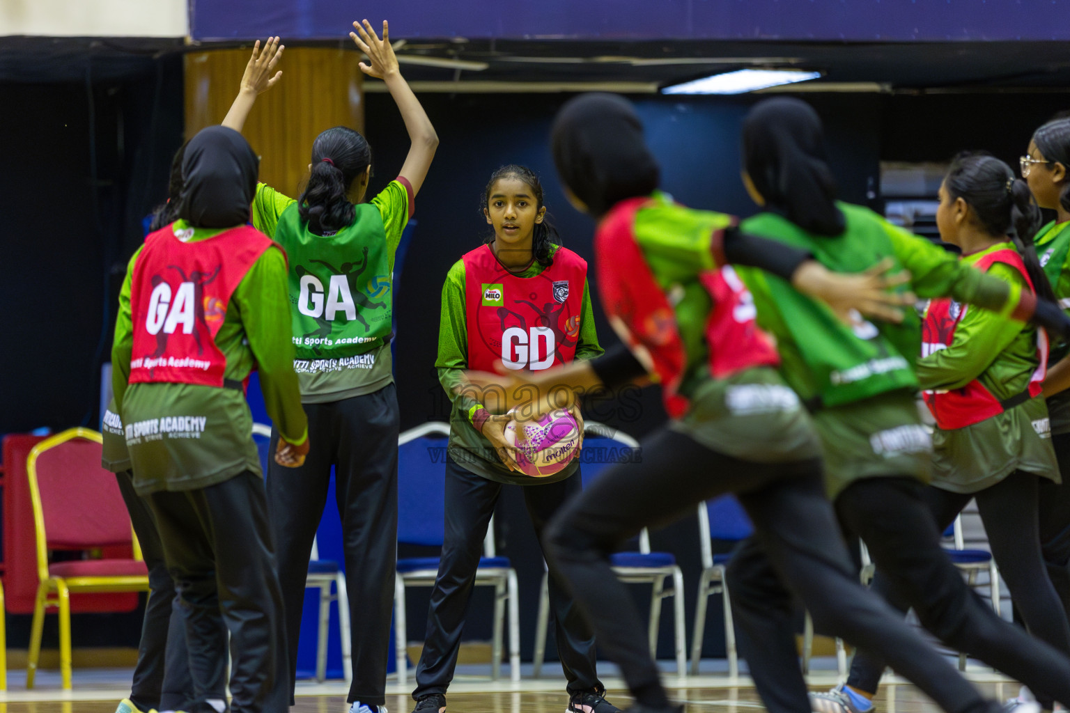 FIONTI Academy A vs Fionti SC in Day 3 of 3rd Netball Junior Championship, held at Social Center on Wednesday 22nd January 2025 . Photos: Shuu Abdul Sattar / images.mv