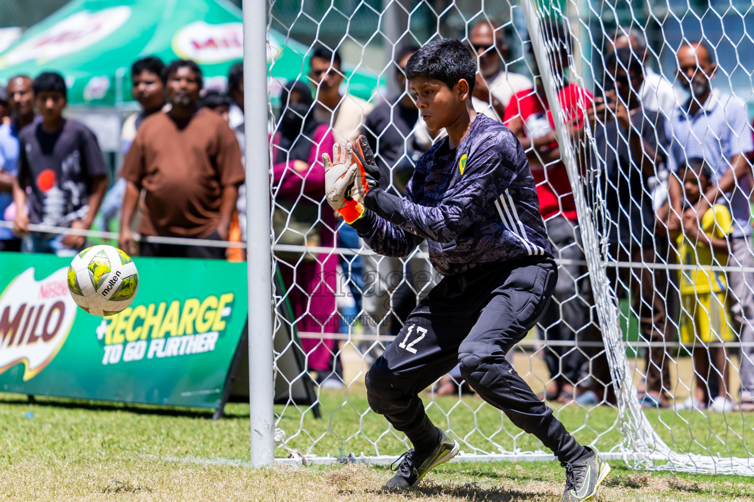 Day 3 of MILO Academy Championship 2025 (U-12) was held at Henveiru Stadium in Male', Maldives on Saturday, 3rd May 2025. Photos: Nausham Waheed / images.mv