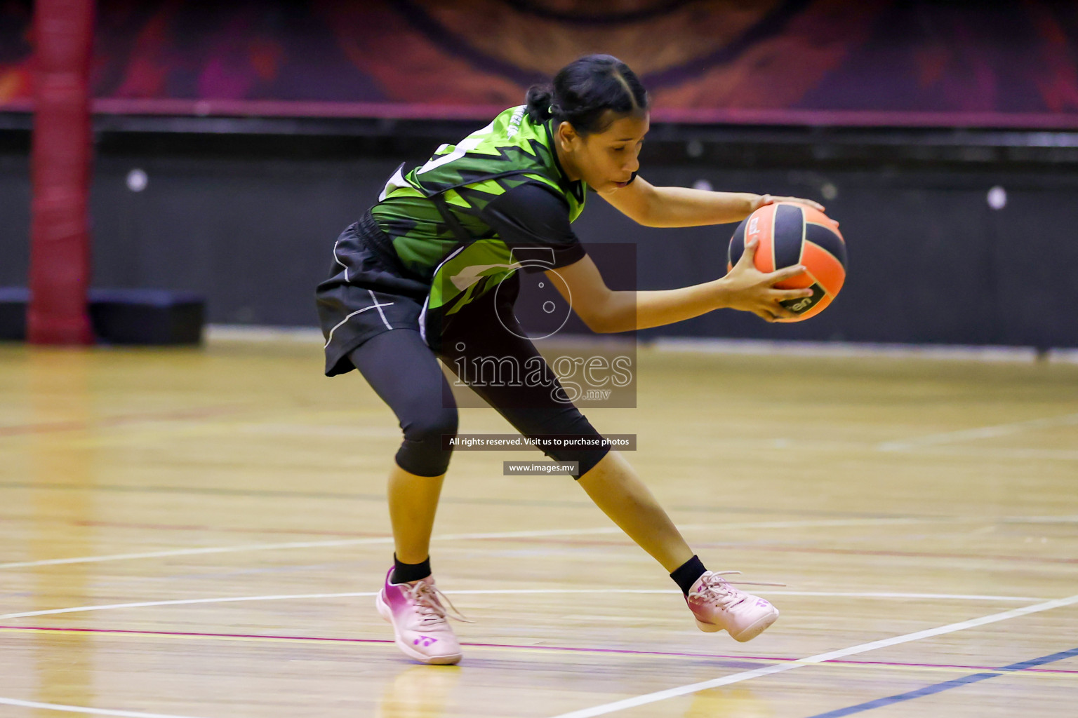 Day 9 of 24th Interschool Netball Tournament 2023 was held in Social Center, Male', Maldives on 4th November 2023. Photos: Hassan Simah / images.mv