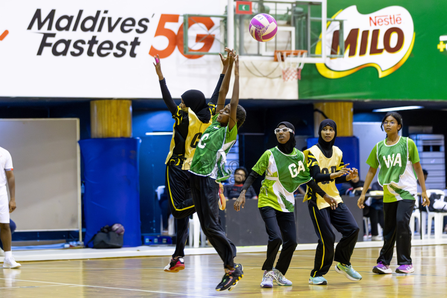 Day 1 of Inter-School Netball Tournament 2025 was held in Social Center Indoor Hall on Saturday, 18th October 2025. Photos: Areef Adam / images.mv