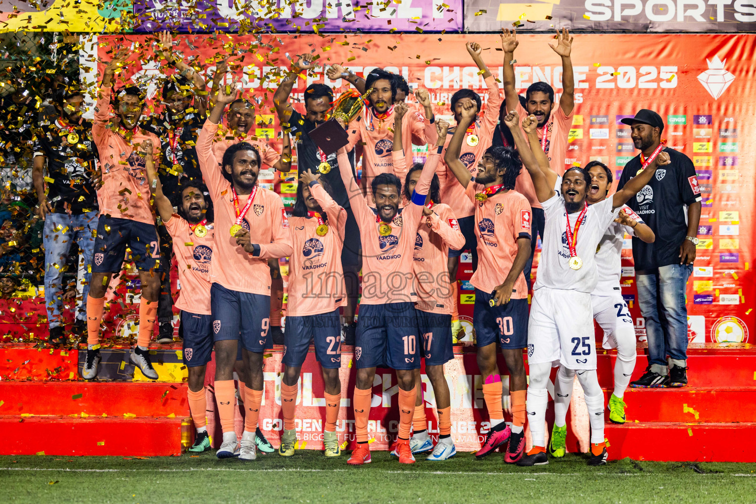 GDh Vaadhoo vs GDh Gadhdhoo in Gaafu Dhaal Atoll Final in Day 24 of Golden Futsal Challenge 2025 was held on Tuesday , 28th January 2025, in Hulhumale', Maldives. Photos: Nausham Waheed / images.mv