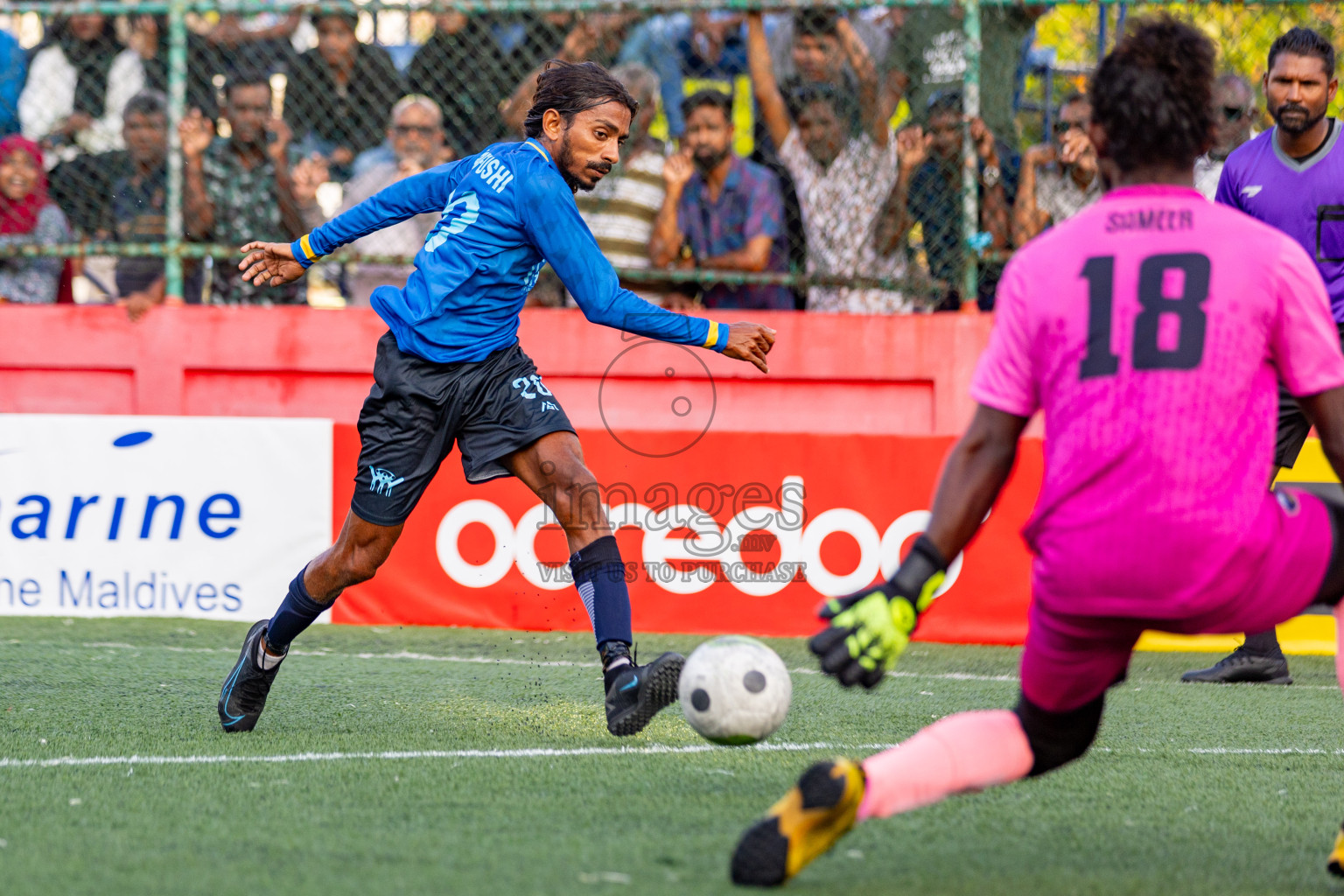 K. Maafushi vs K. Guraidhoo in Day 19 of Golden Futsal Challenge 2024 was held on Friday, 2nd February 2024 in Hulhumale', Maldives 
Photos: Hassan Simah / images.mv