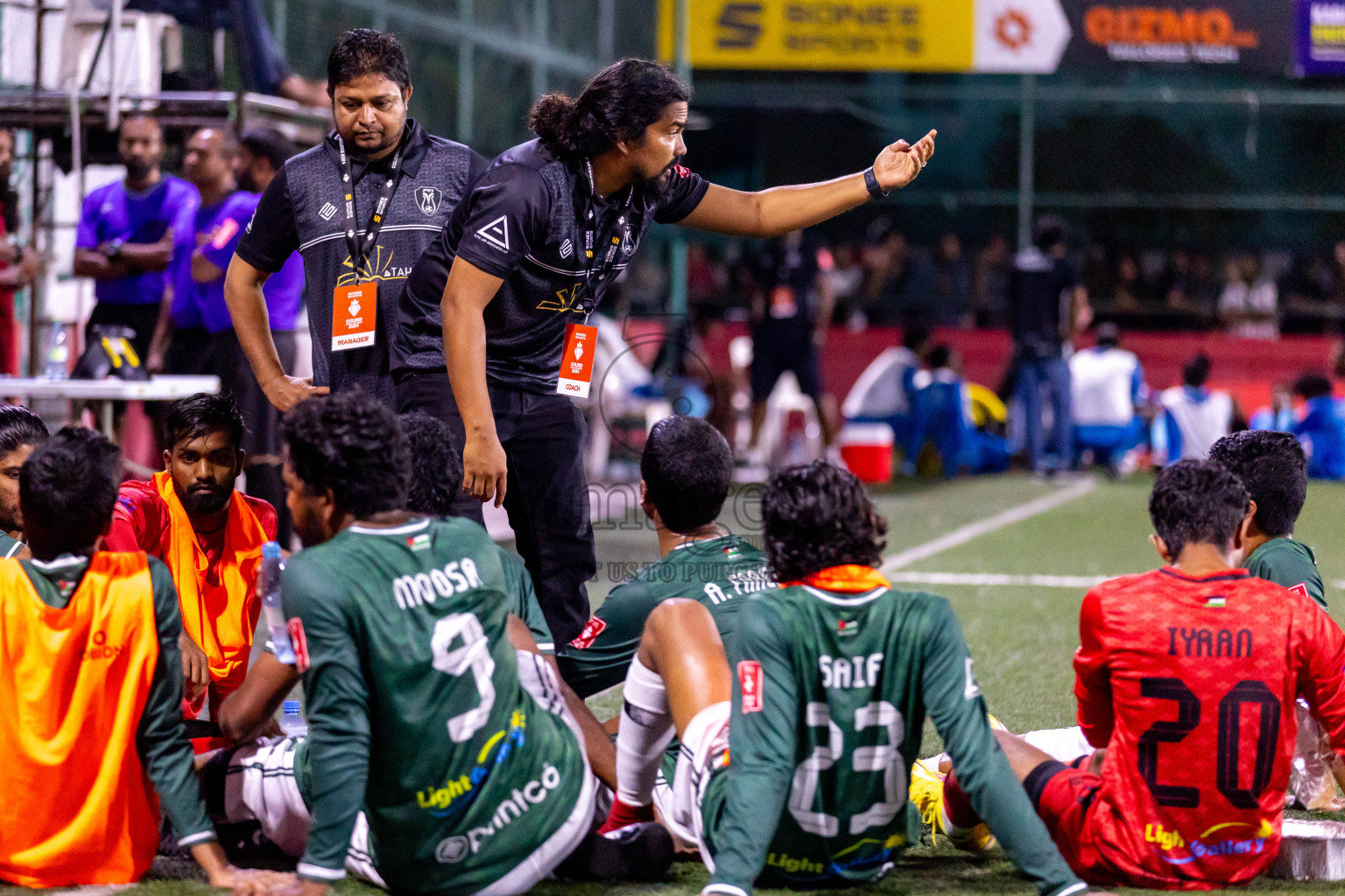 N Miladhoo vs N Maafaru in Day 6 of Golden Futsal Challenge 2024 was held on Saturday, 20th January 2024, in Hulhumale', Maldives Photos: Hassan Simah / images.mv