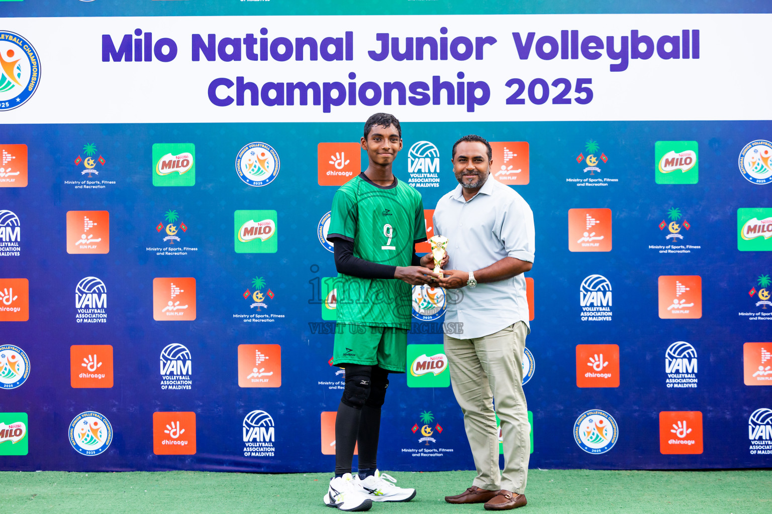 Sports Club Dhirun vs Goodies Sports Club in Milo National Junior Volleyball Championship 2025 Day 3 was held on Monday, 24th November 2025 at Ekuveni Turf Court Male', Maldives. Photos: Nausham Waheed / images.mv