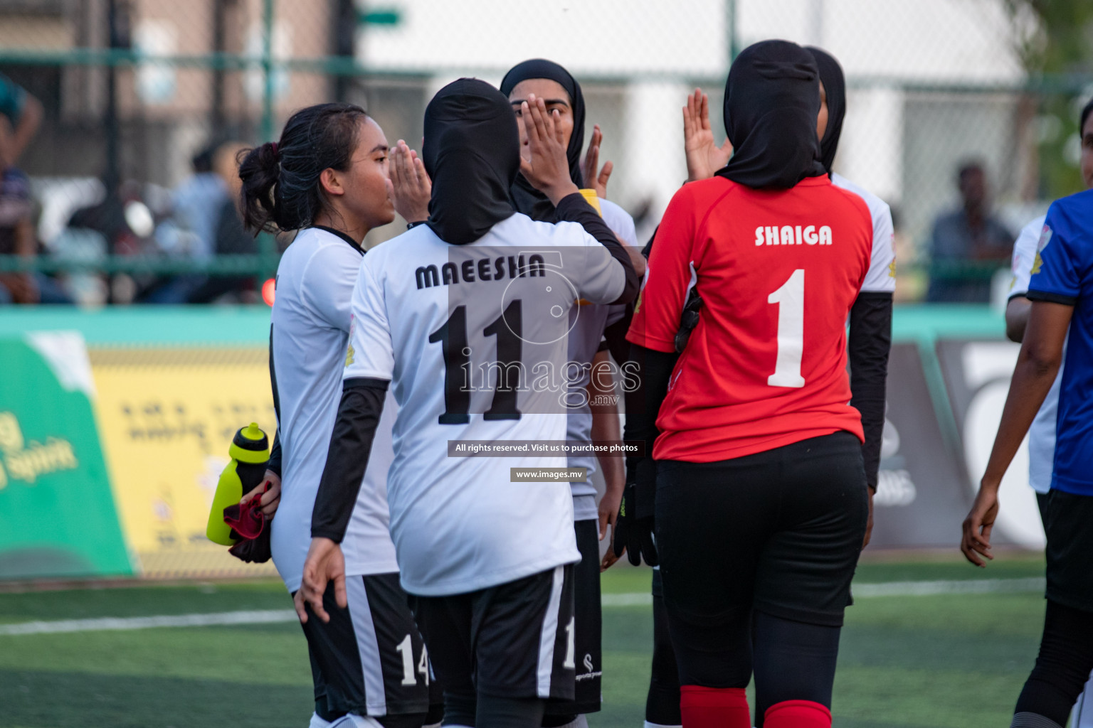 Maldives Ports Limited vs Dhivehi Sifainge Club in the semi finals of 18/30 Women's Futsal Fiesta 2019 on 27th April 2019, held in Hulhumale Photos: Hassan Simah / images.mv