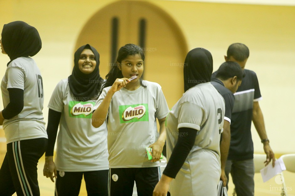 Under 19 Interschool Volleyball girls finals between Ahmadiyya School and CHSE in Male', Maldives, Sunday, March 12, 2017.(Images.mv Photo/ Hussain Sinan). 