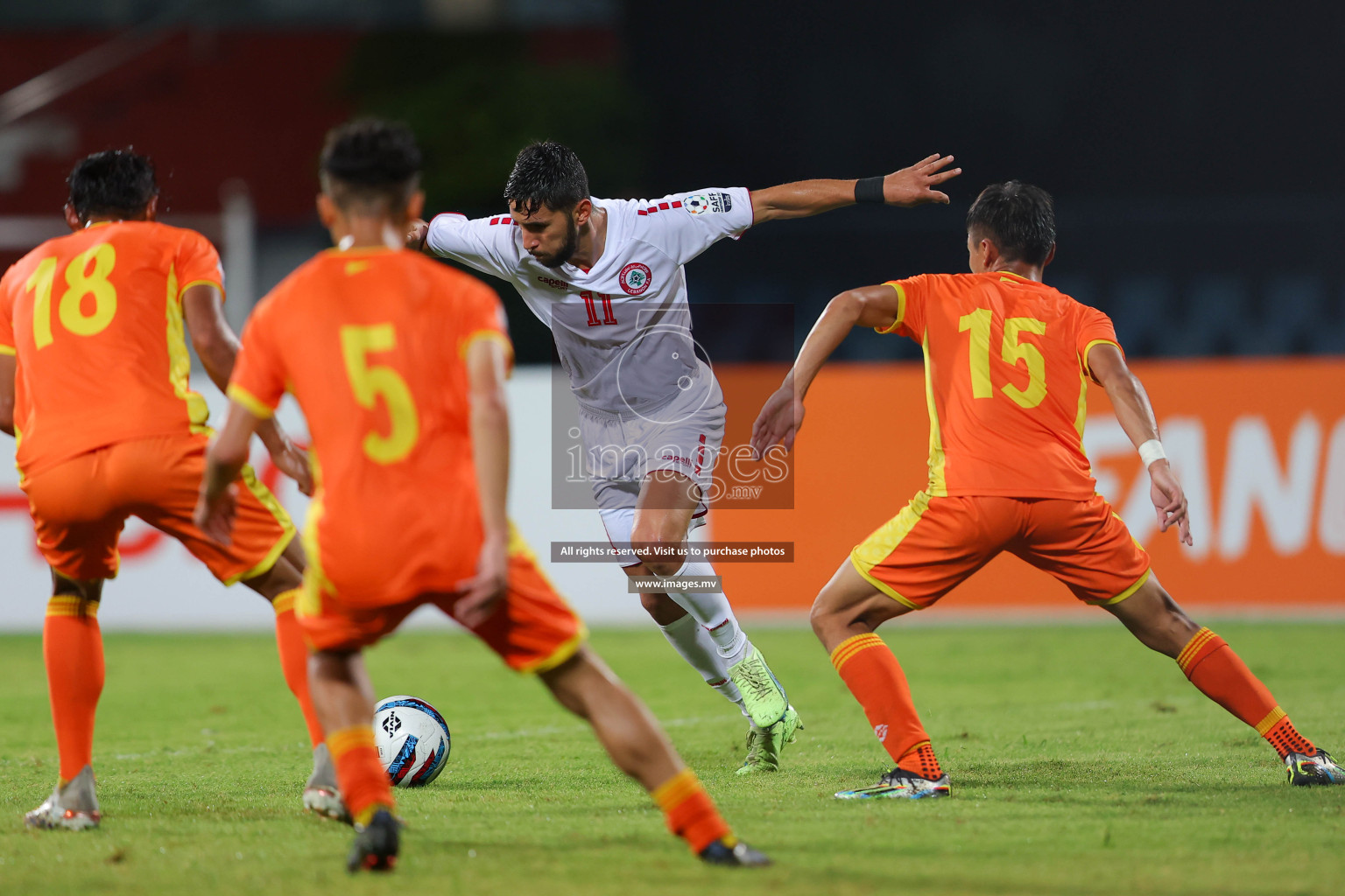 Bhutan vs Lebanon in SAFF Championship 2023 held in Sree Kanteerava Stadium, Bengaluru, India, on Sunday, 25th June 2023. Photos: Nausham Waheed / images.mv