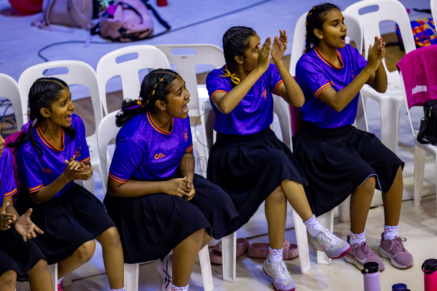 Iskandhar School vs Ghiyasuddin International School in the U15 Finals of Inter-school Netball Tournament held in Social Center at Male', Maldives on Monday, 26th August 2024. Photos: Hassan Simah / images.mv