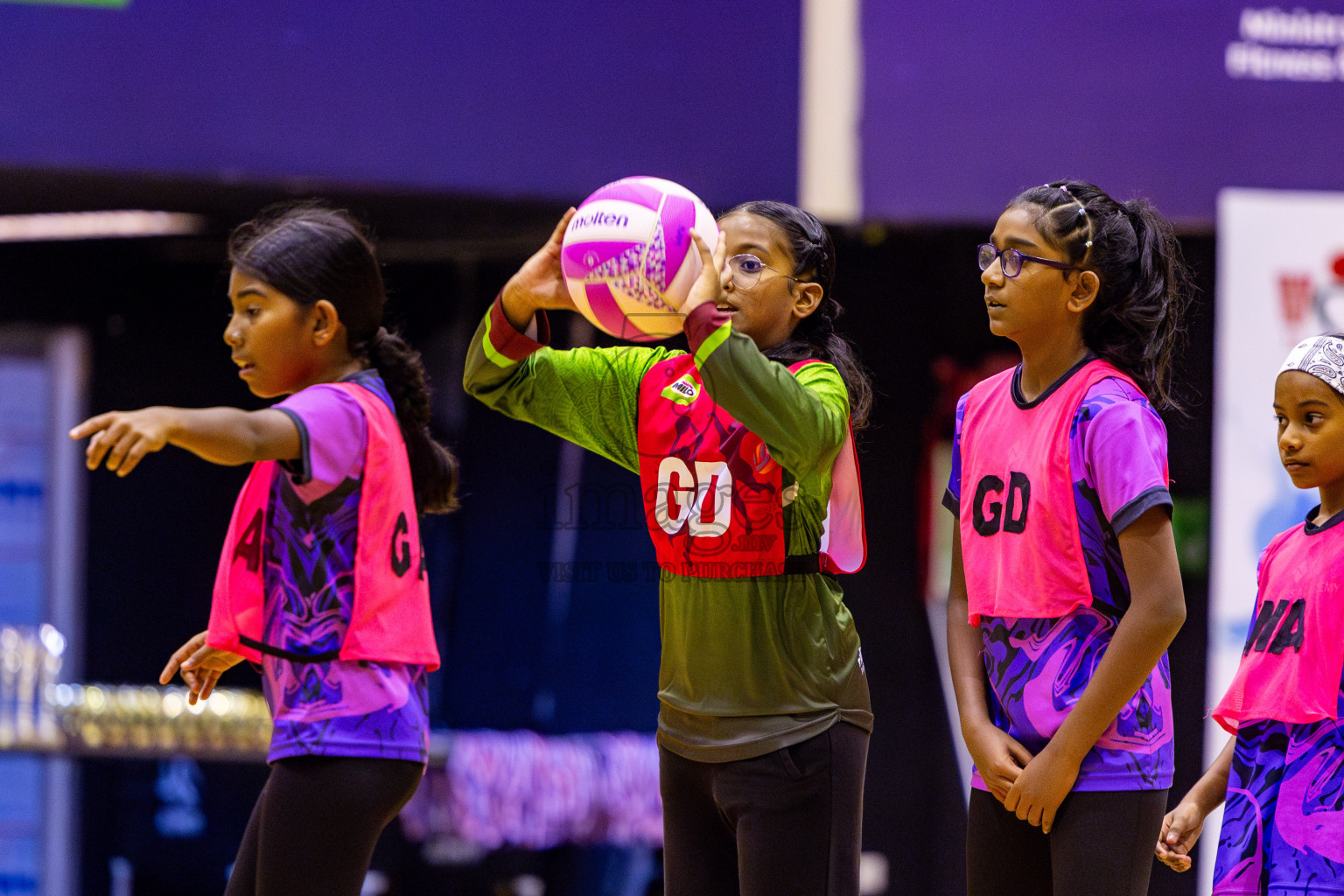 N Sports Academy B vs Fiontti Sports Club U11 Finals of 3rd Netball Junior Championship, held at Social Center on Saturday, 25th January 2025 . Photos: Nausham Waheed / images.mv