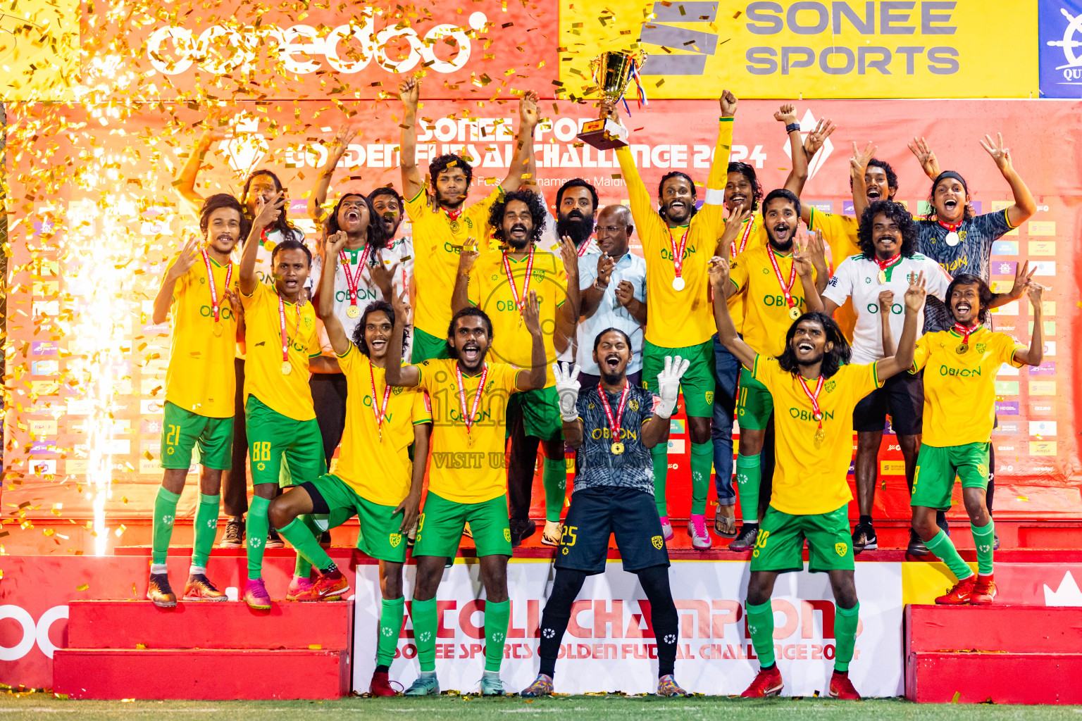 GDh Vaadhoo vs GDh Thinadhoo in Day 27 of Golden Futsal Challenge 2024 was held on Saturday , 10th February 2024 in Hulhumale', Maldives Photos: Nausham Waheed / images.mv