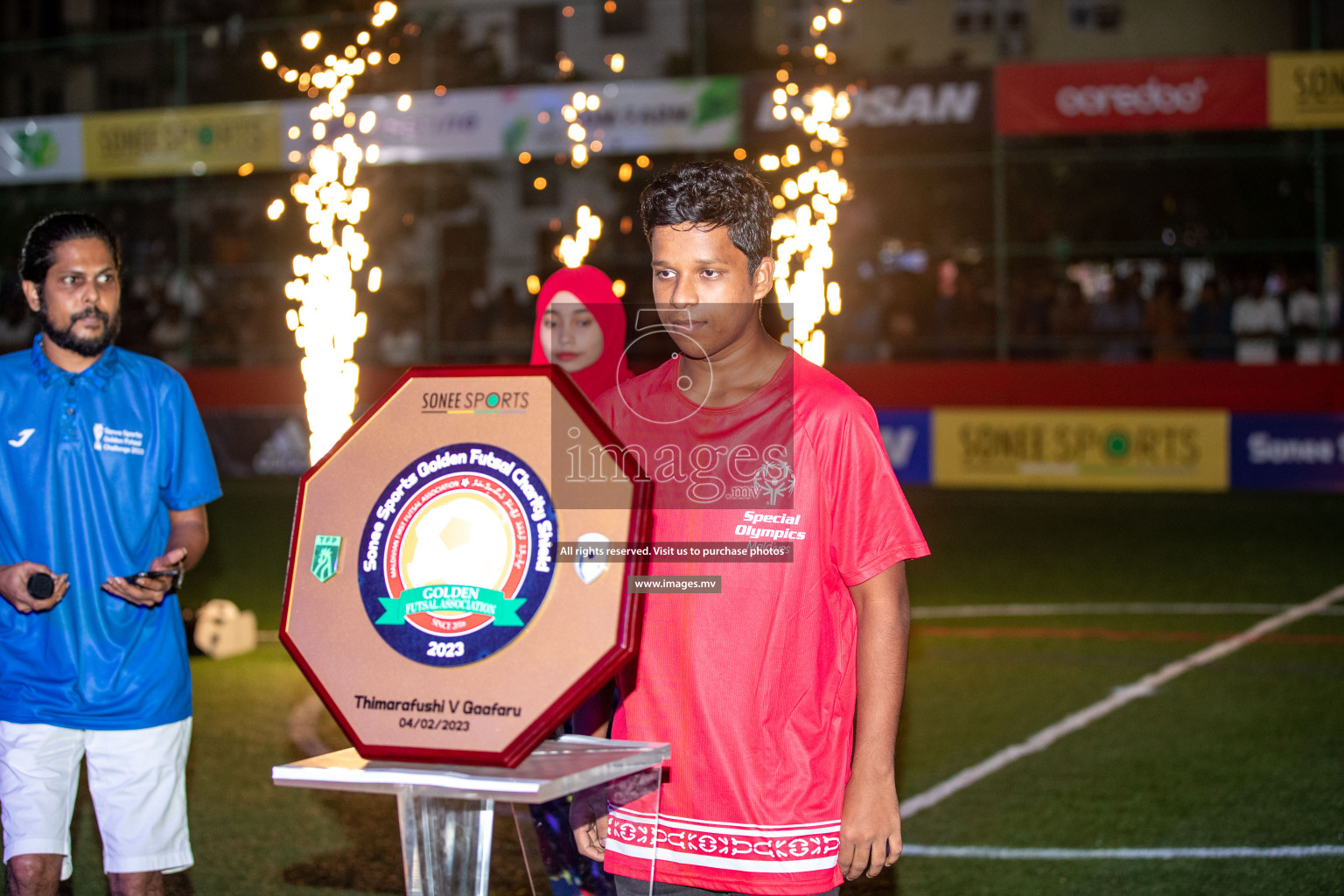 Opening of Sonee Sports Golden Futsal Challenge 2023 held on 4th Feb 2023 in Hulhumale, Male', Maldives. Photos by Nausham Waheed