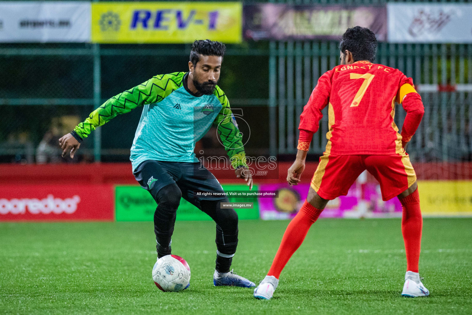 GA. Kondey vs GA. Dhaandhoo in Day 7 of Golden Futsal Challenge 2023 on 11 February 2023 in Hulhumale, Male, Maldives