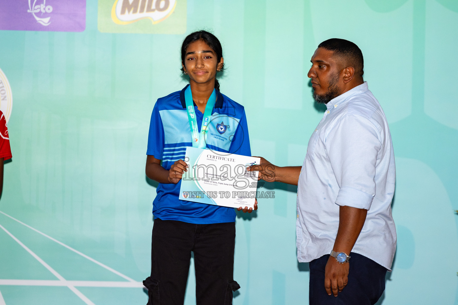 Day 2 of MWSC Interschool Athletics Championships 2024 held in Hulhumale Running Track, Hulhumale, Maldives on Sunday, 10th November 2024. 
Photos by: Hassan Simah / Images.mv