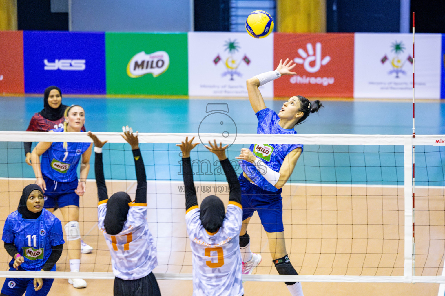 Police Club vs Flexor Sports Club in Day 1 of National Volleyball League 2025 - Women's Division held in Male', Maldives on Saturday, 19th April 2025 at Social Center Indoor Hall Photos 
By: Hassan Simah / images.mv