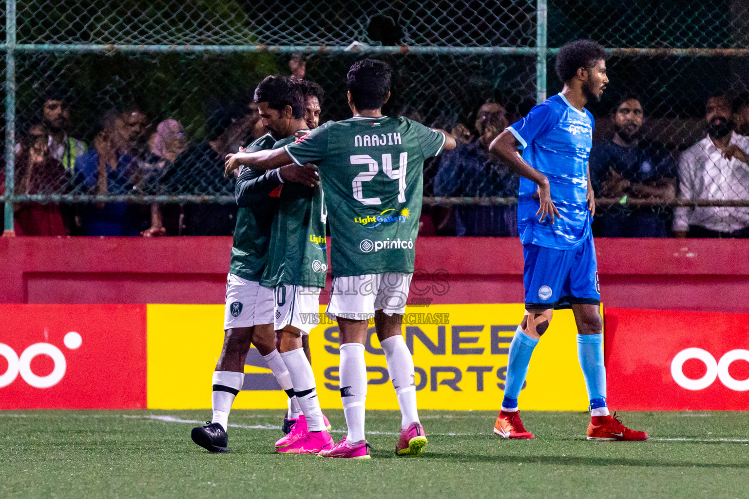 N Miladhoo vs N Maafaru in Day 6 of Golden Futsal Challenge 2024 was held on Saturday, 20th January 2024, in Hulhumale', Maldives Photos: Hassan Simah / images.mv