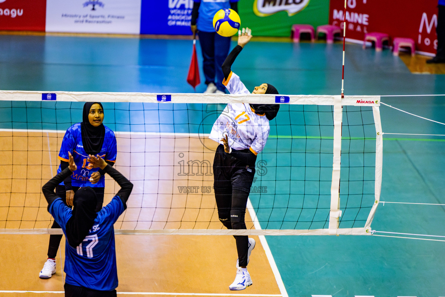 Asdhiqa Sports Club vs Flexor Sports Club in Day 5 of Women's Division of VAM Cup 2025 held in Male', Maldives on Sunday, 13th April 2025 at Social Center Indoor Hall Photos By: Nausham Waheed / images.mv