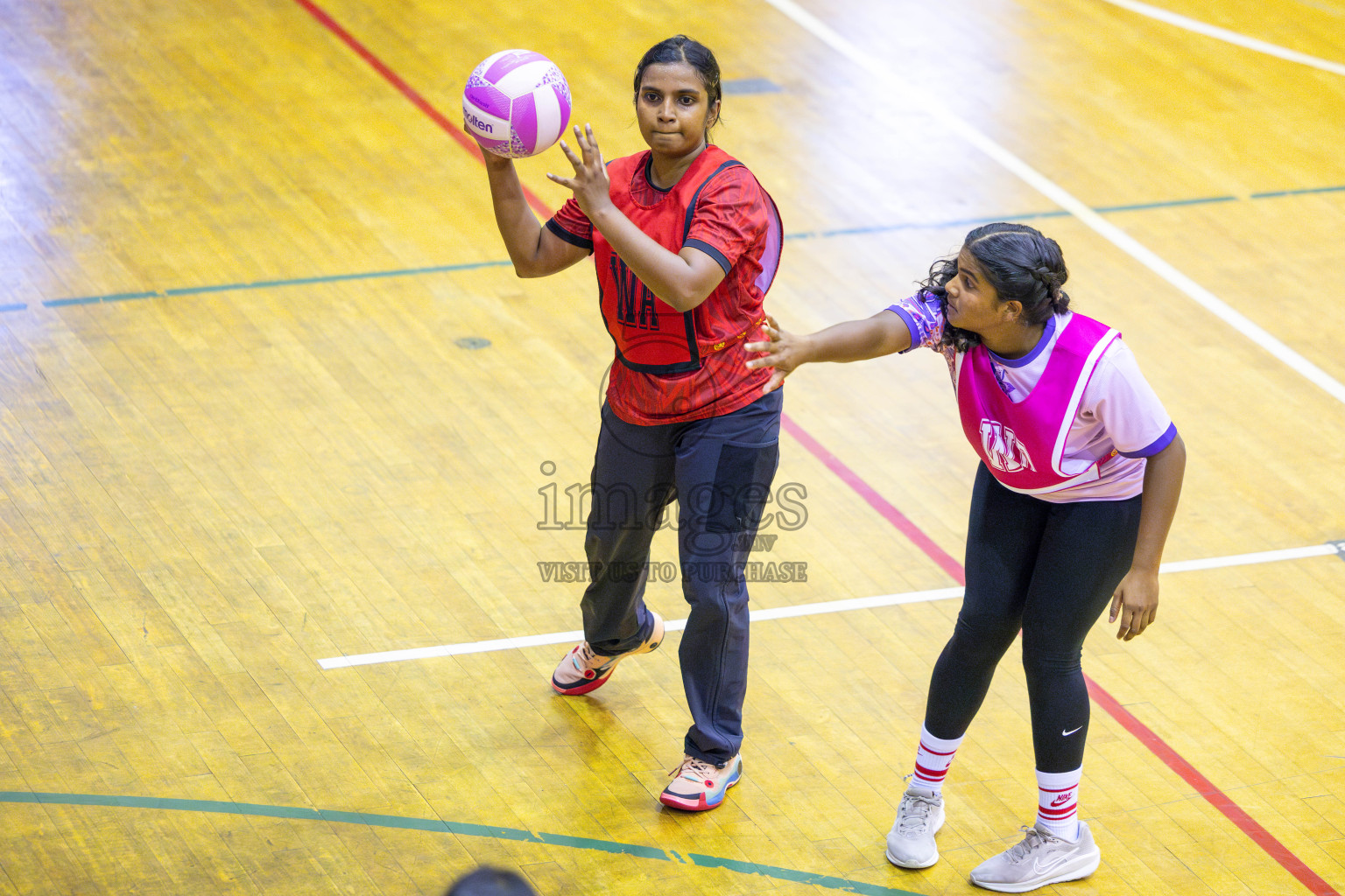 Club Matrix vs N Sports Academy in Day 6 of 24th Milo Netball Association Championship held in Social Center at Male', Maldives on Saturday, 6th September 2025. Photos: Yasna Ahmed / images.mv
