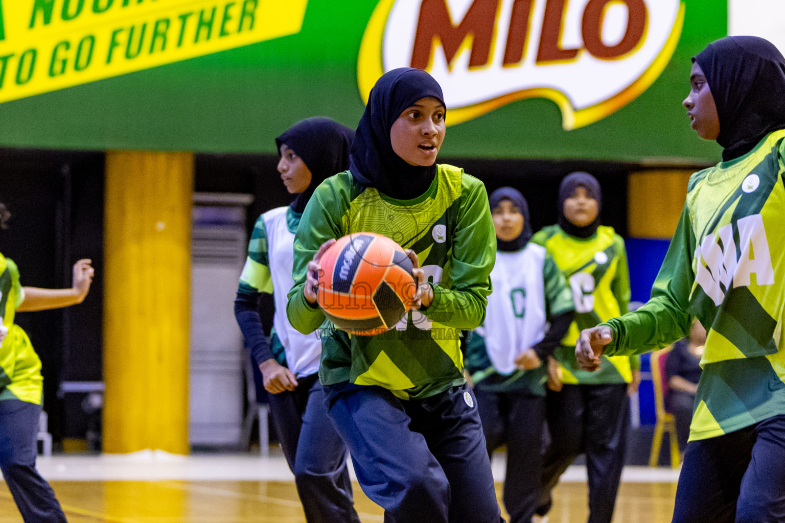 Day 12 of 25th Inter-School Netball Tournament was held in Social Center at Male', Maldives on Thursday, 22nd August 2024. Photos: Nausham Waheed / images.mv