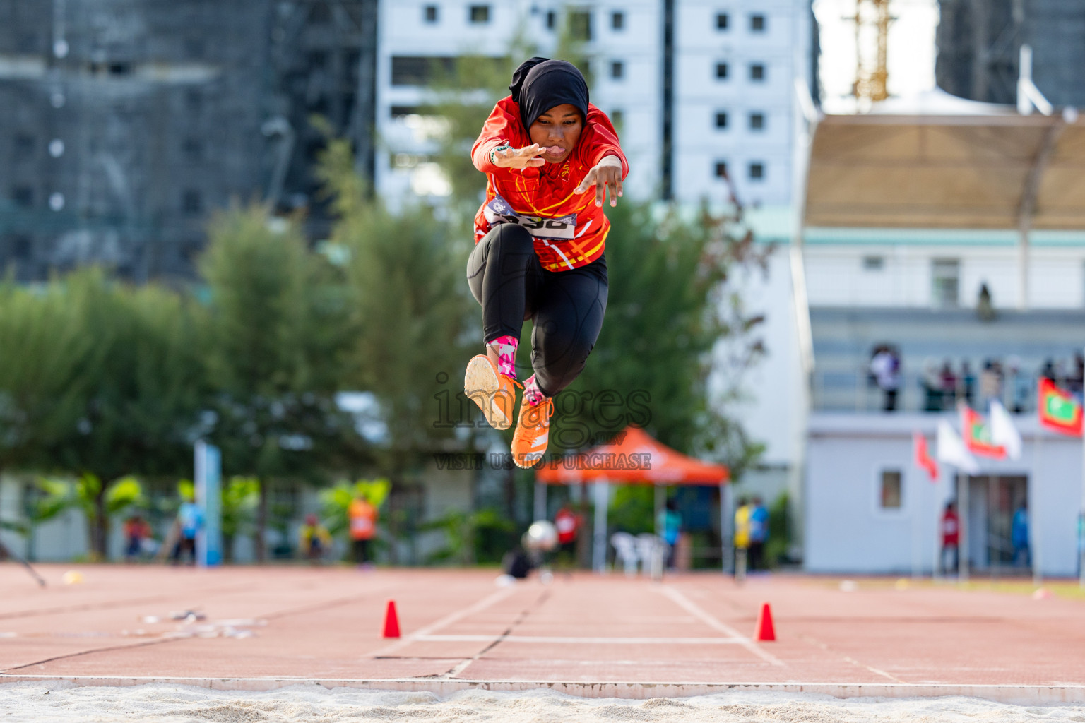 Day 2 of MWSC Interschool Athletics Championships 2024 held in Hulhumale Running Track, Hulhumale, Maldives on Sunday, 10th November 2024. 
Photos by: Hassan Simah / Images.mv