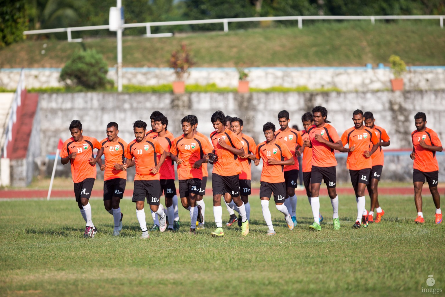 Maldives held their last practice session ahead of the semifinal match against India in SAFF Suzuki Cup in Thiruvananthapuram, India, Wednesday, December. 30, 2015.  (Images.mv Photo/ Mohamed Ahsan).