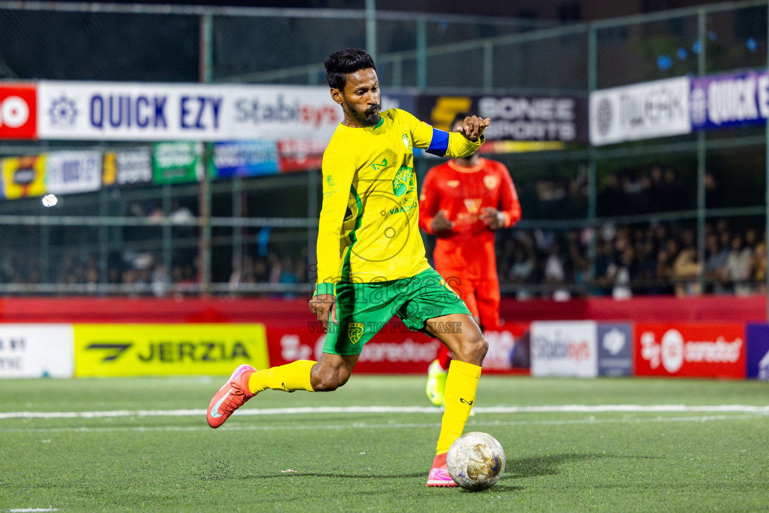 Gdh Vaadhoo vs GA Dhevvadhoo in zone round on Day 32 of Golden Futsal Challenge 2025 was held on Wednesday , 5th February 2025, in Hulhumale', Maldives. Photos: Nausham Waheed / images.mv