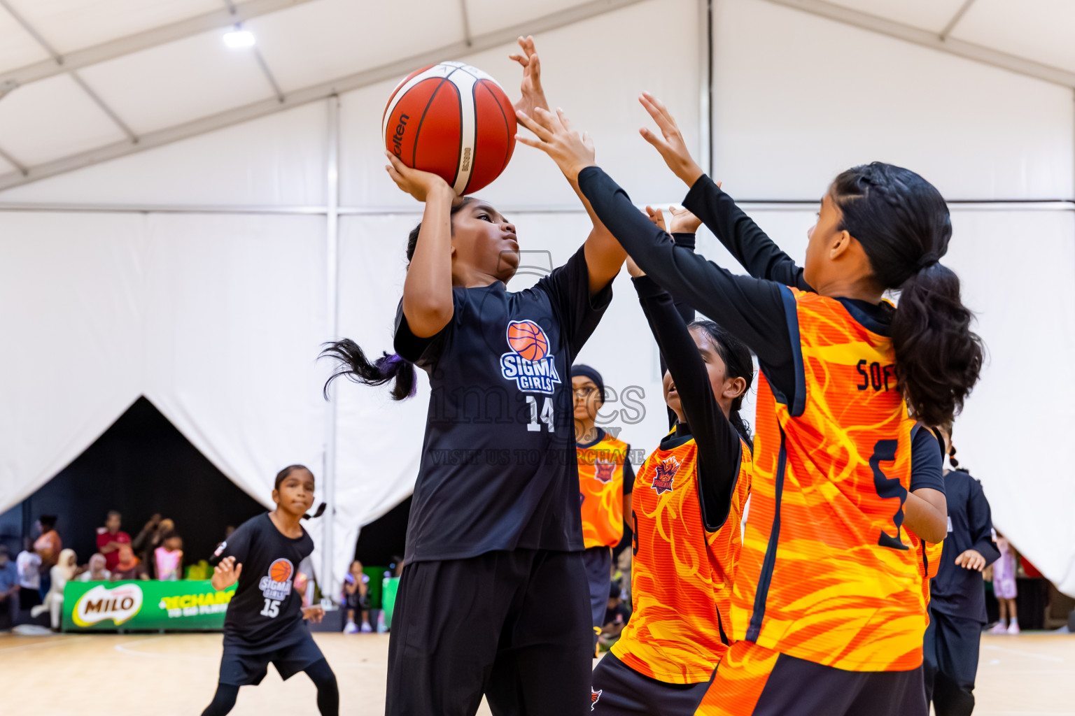 Day 3 of Milo 5 x 5 Junior Challenge 2025 - Basketball tournament held in Basketball Training Center, Male', Maldives on Saturday, 11th October 2025. Photos by: Nausham Waheed, Hassan Simah / Images.mv