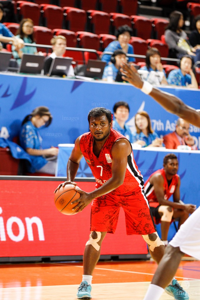 Maldivian basketball team in Asian Games 2014 in Incheon, South Korea (Images.mv Photo/ Hussain Sinan).