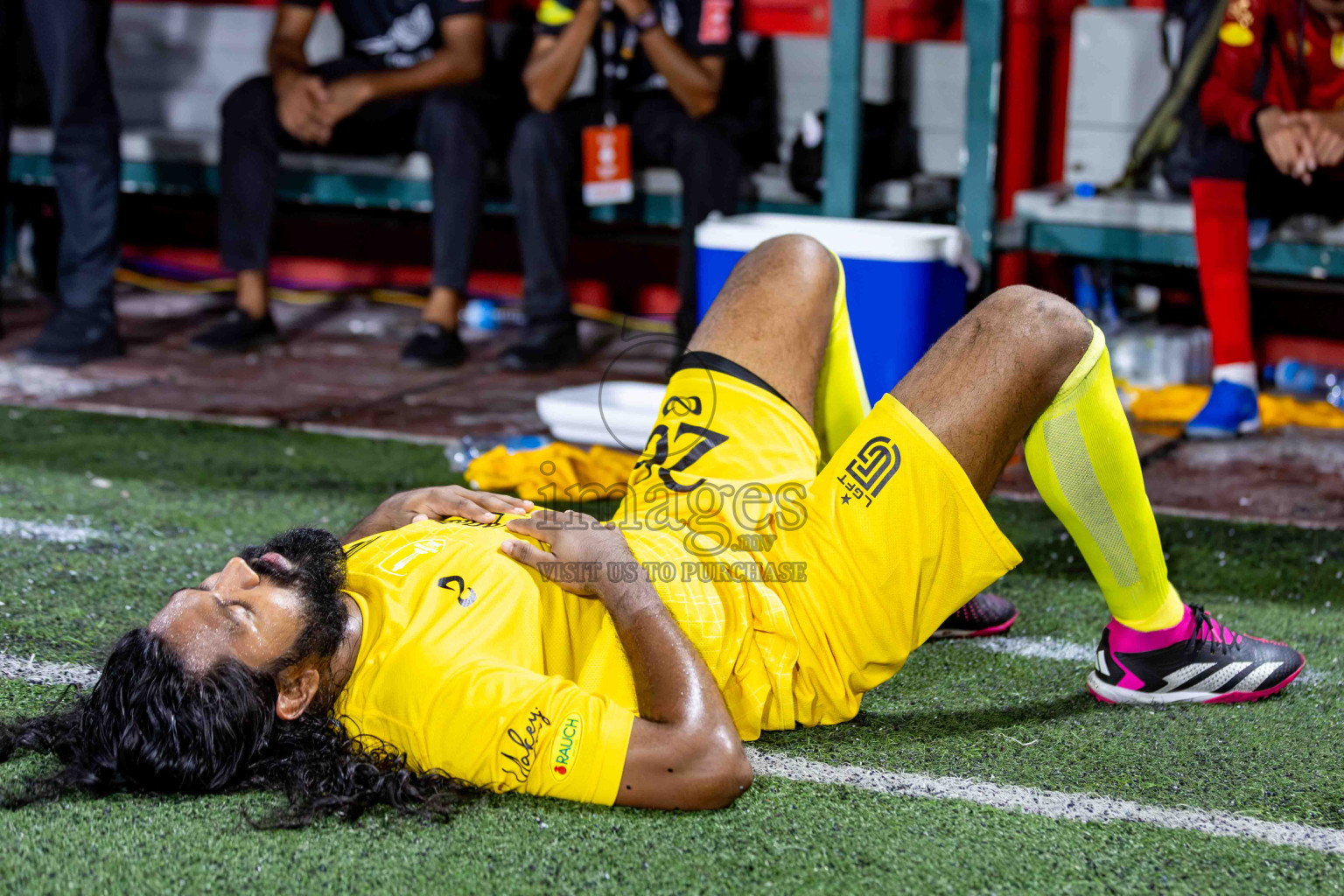 L. Gan VS B. Eydhafushi in the Finals of Golden Futsal Challenge 2024 which was held on Thursday, 7th March 2024, in Hulhumale', Maldives. 
Photos: Hassan Simah / images.mv