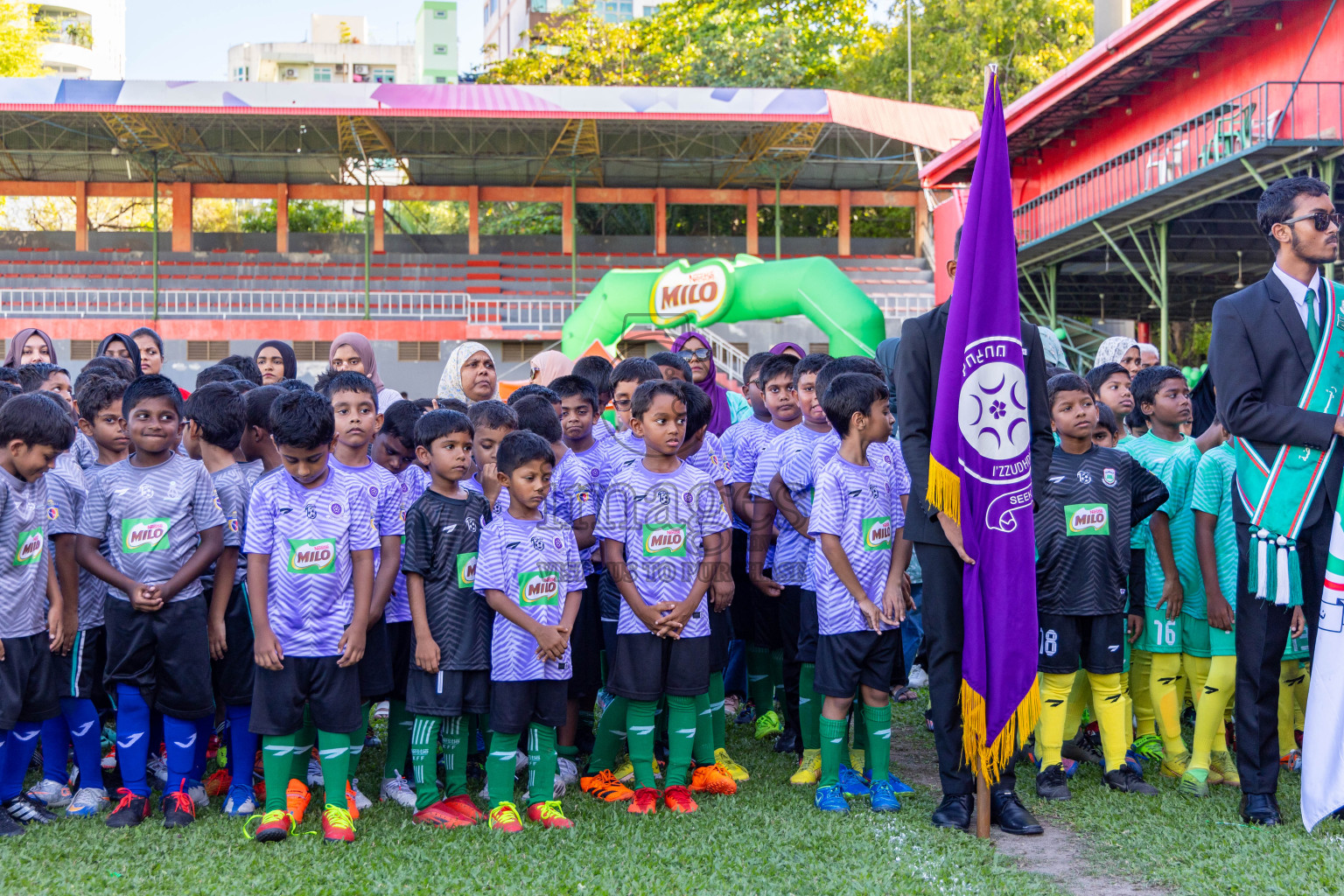 Day 1 of MILO Kids Football Fiesta was held at National Stadium in Male', Maldives on Friday, 23rd February 2024. Photos: Hassan Simah / images.mv