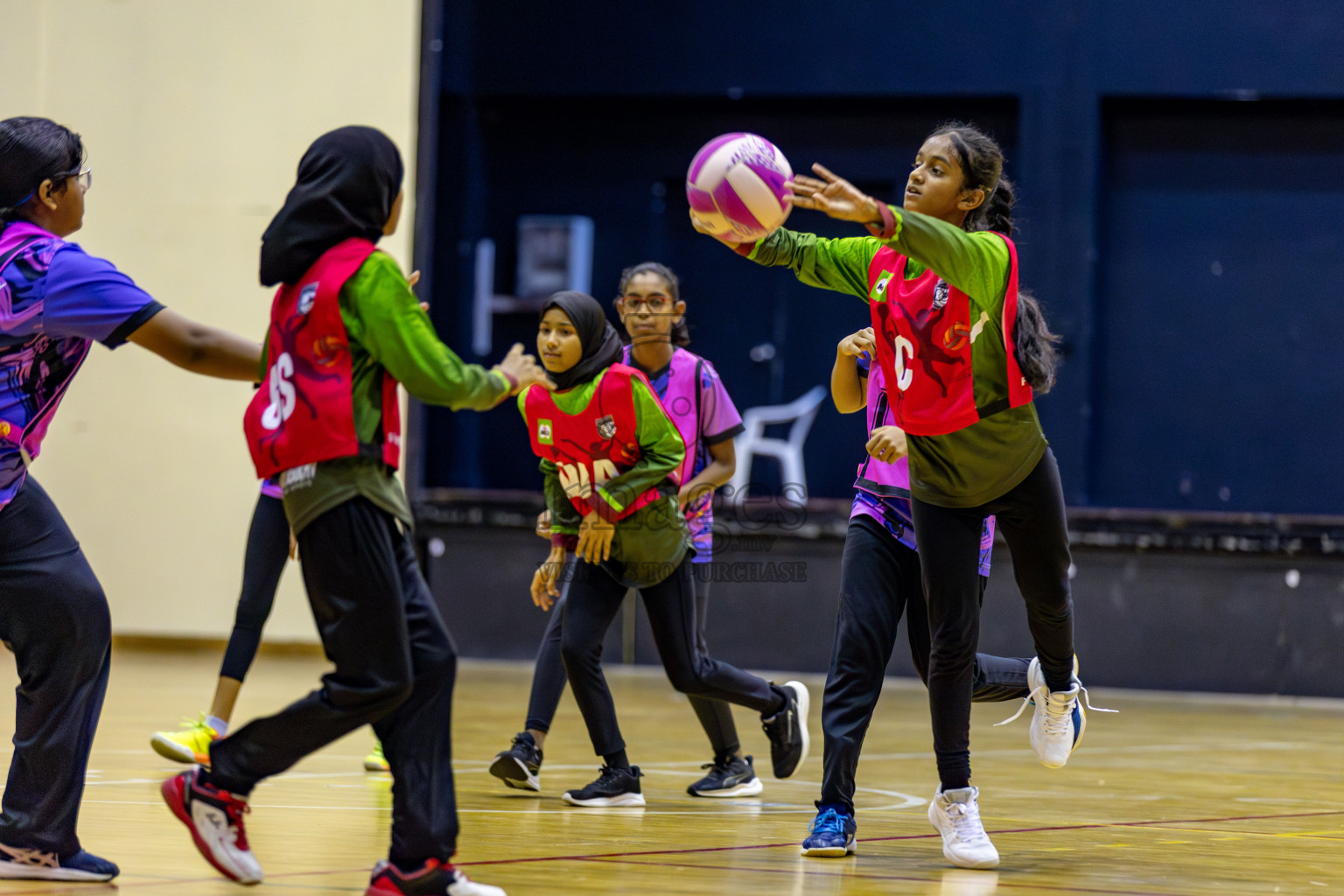 N Sports Acamdemy B vs Fiontti A Team in Day 3 of 3rd Netball Junior Championship, held at Social Center on Tuesday, 21st January 2025 . 
Photos: Hassan Simah / images.mv