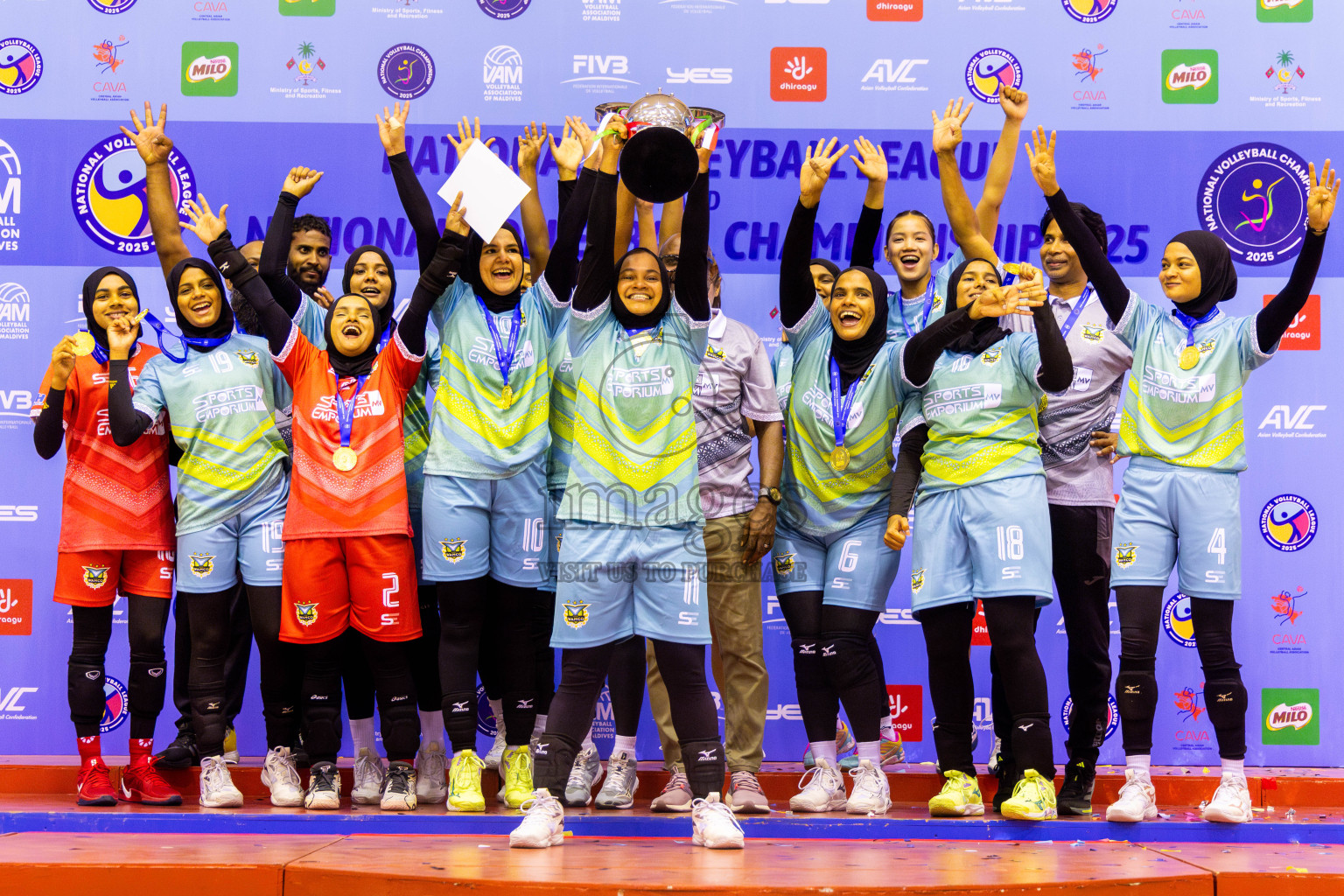 Police Club vs Club Wamco in the Final of Women's Division of National Volleyball Championship 2025 held in Male', Maldives on Sunday, 4th May 2025 at Social Center Indoor Hall Photos By: Nausham Waheed / images.mv
